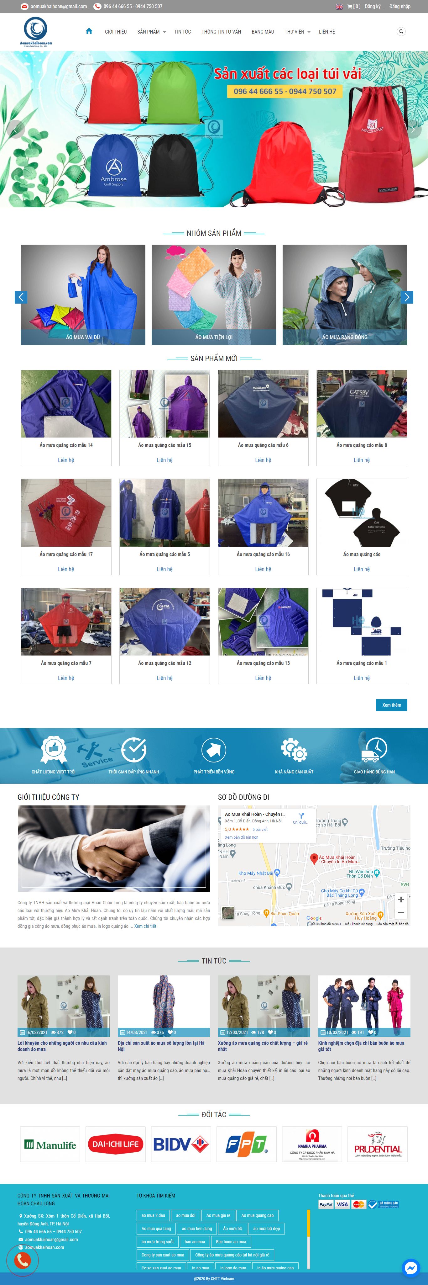 Thiết kế Website web bán áo mưa - aomuakhaihoancom