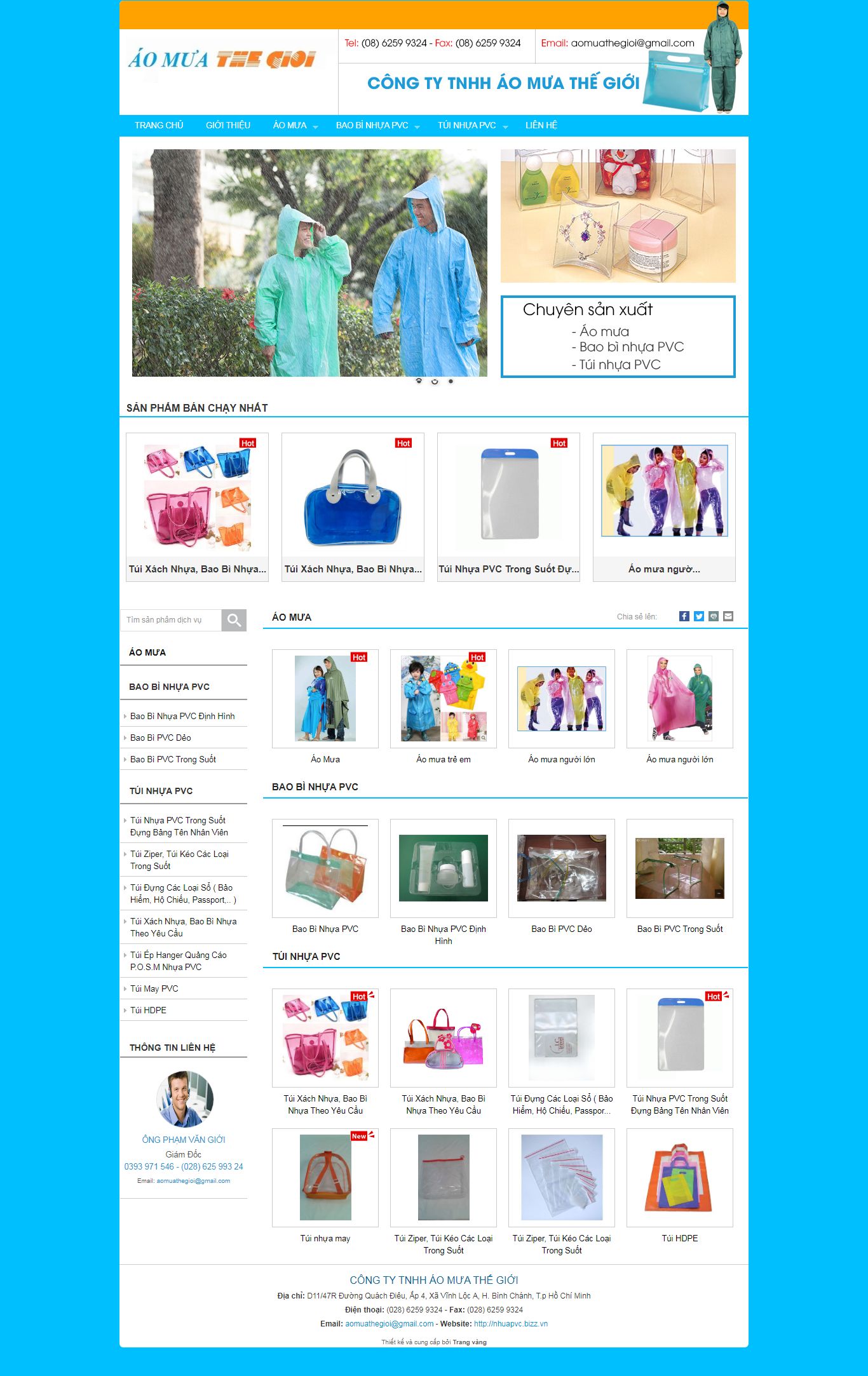 Thiết kế Website web bán áo mưa - nhuapvcbizzvn