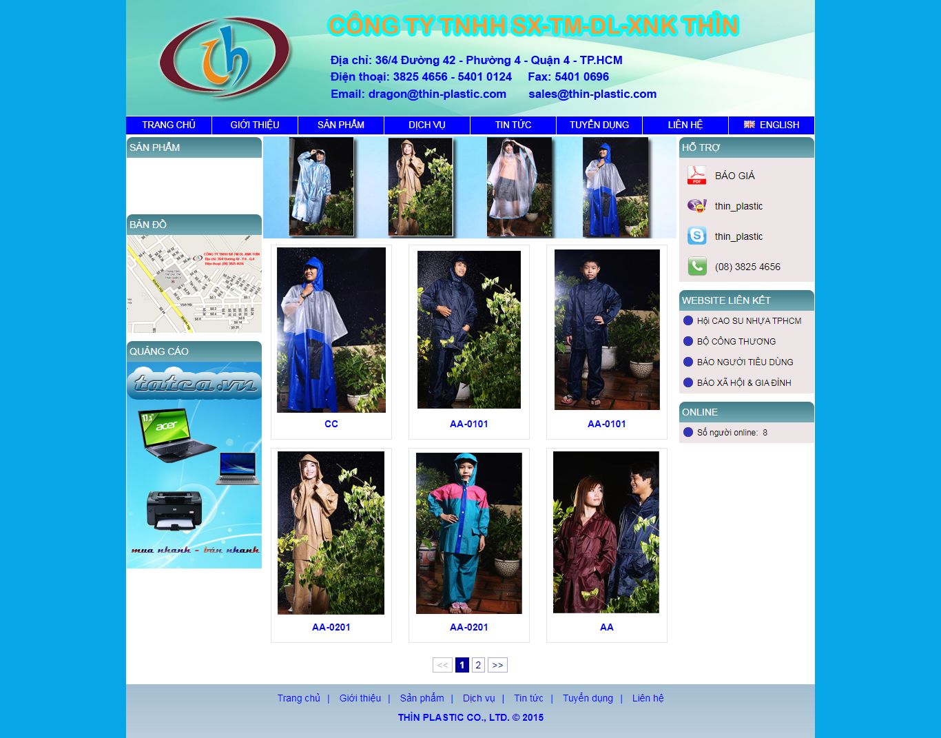 Thiết kế Website web bán áo mưa - wwwthin-plasticcom
