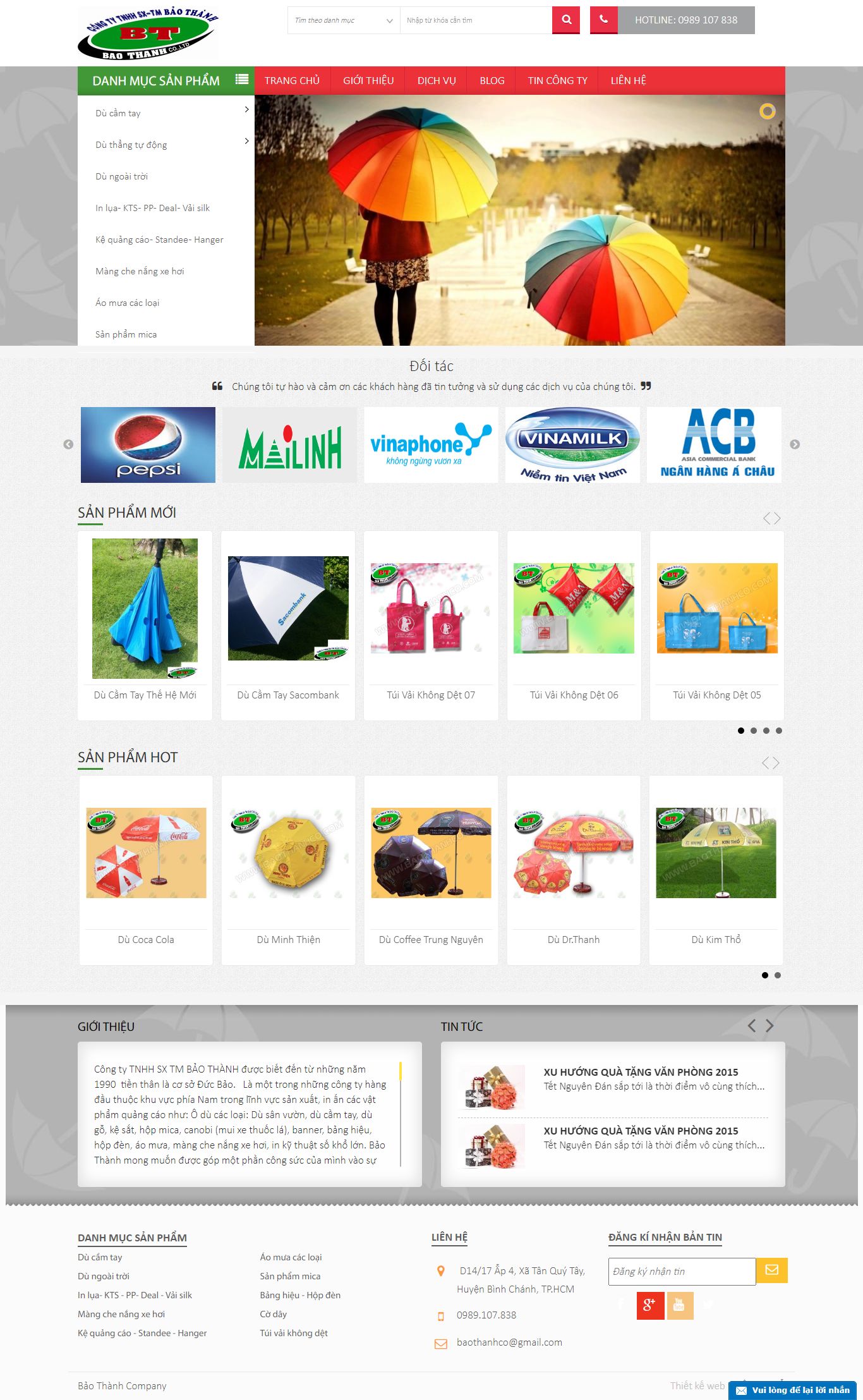 Thiết kế Website web bán áo mưa - baothanhcocom