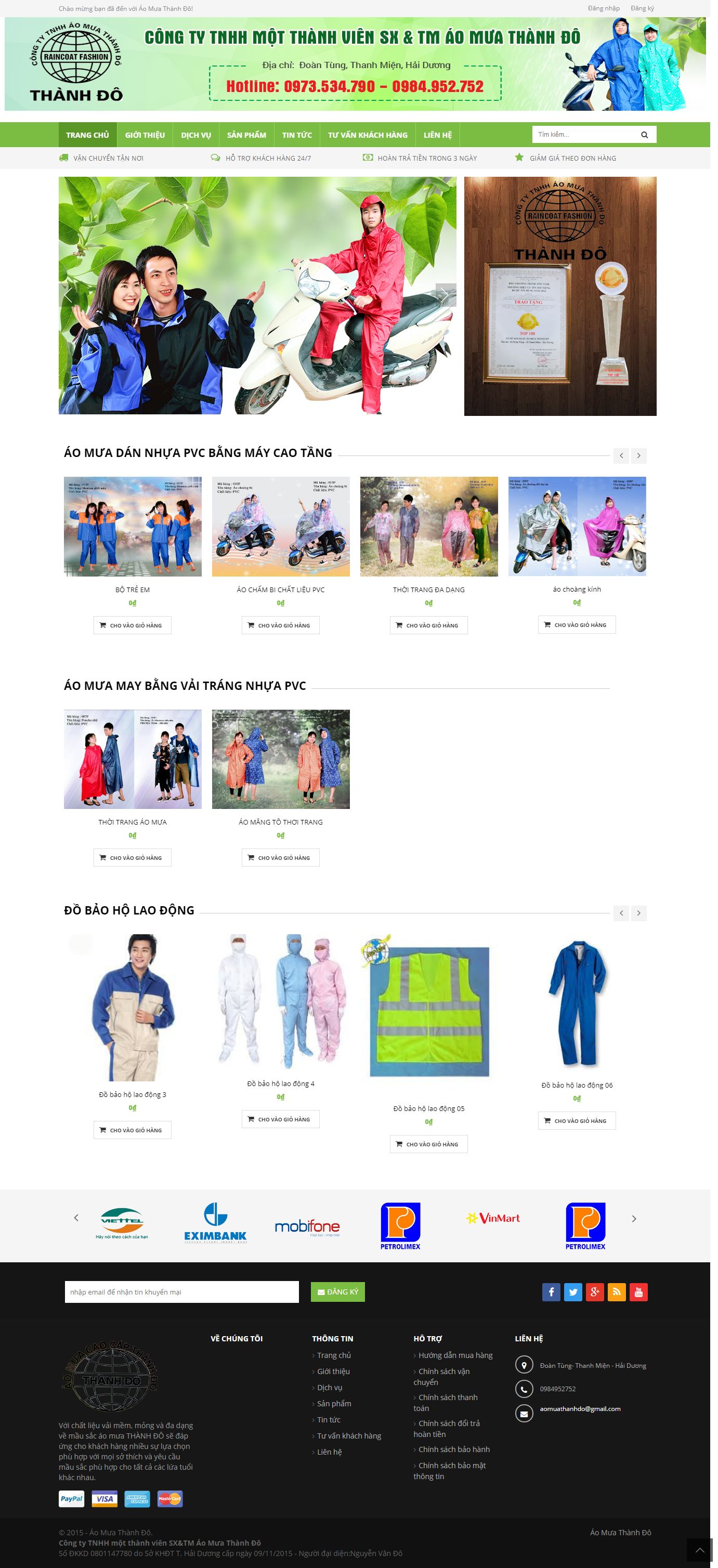 Thiết kế Website web bán áo mưa - aomuacaocapthanhdocom