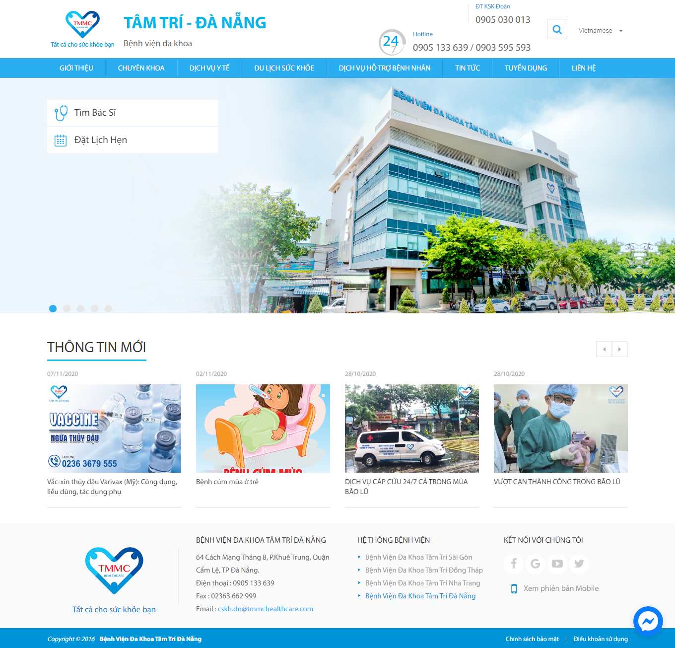 [taimuihongsg] Thiết kế Website web bệnh viện - bvtamtridanangcomvn