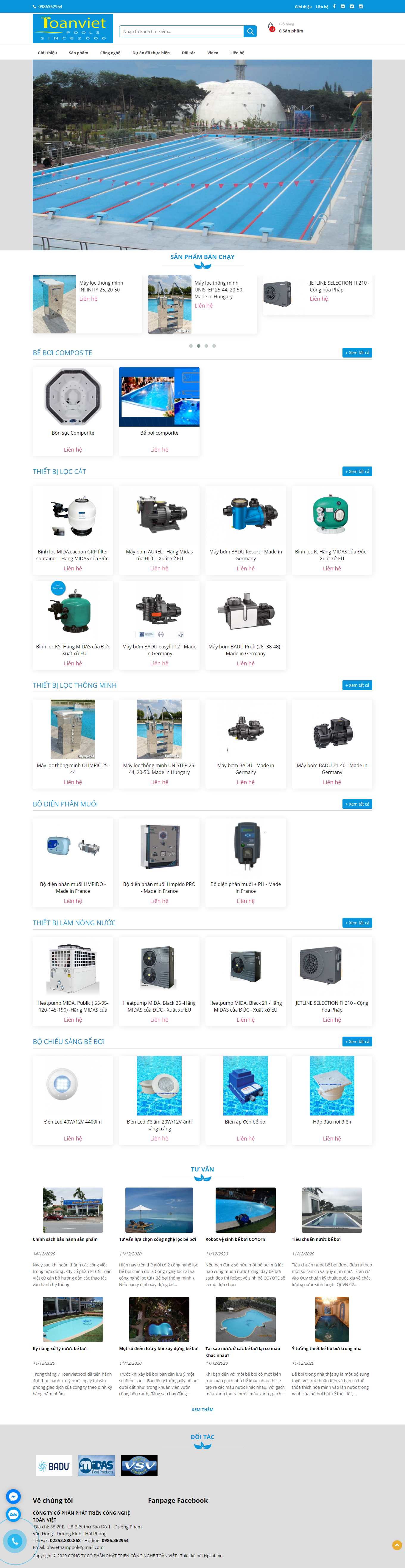 [beboithongminh] Thiết kế Website web bể bơi - toanvietpoolscom