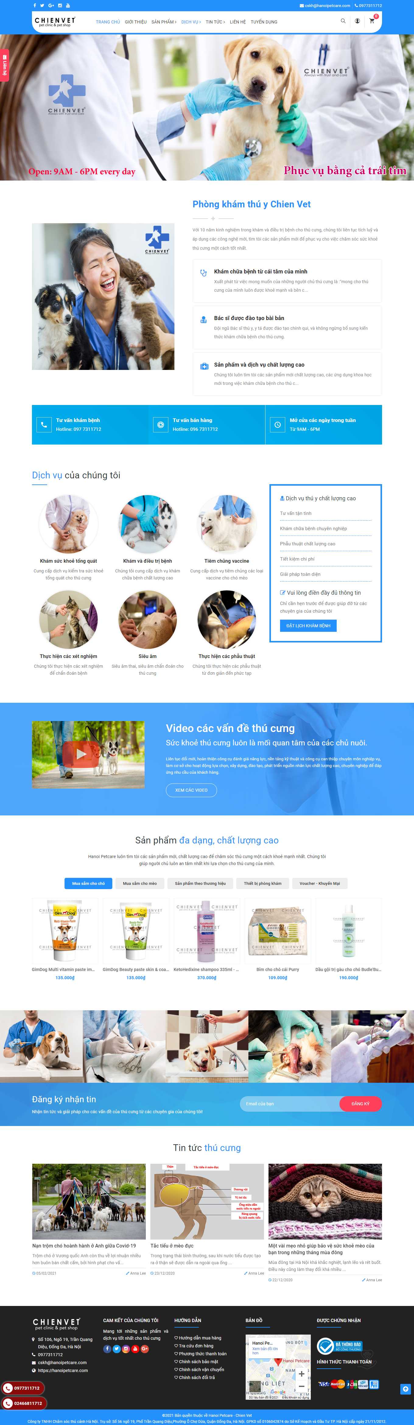 [petshop] Thiết kế Website web thú cưng - hanoipetcarecomvn