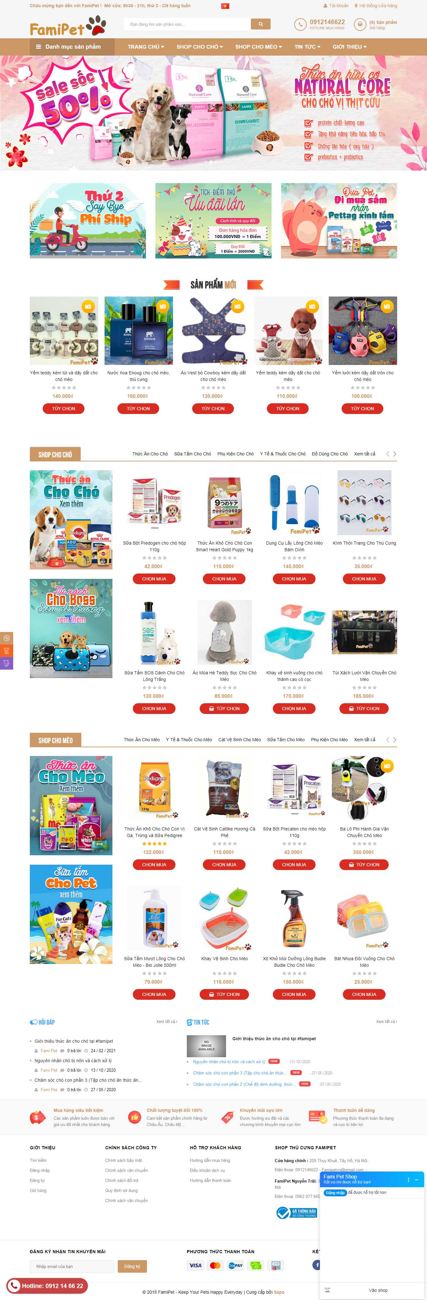 [petshop] Thiết kế Website web thú cưng - famipetvn