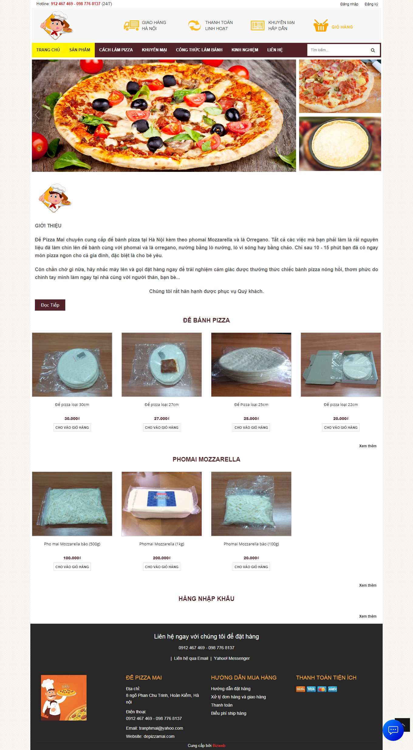 [hotwok] Thiết kế Website web bán đồ ăn vặt - depizzamaicom