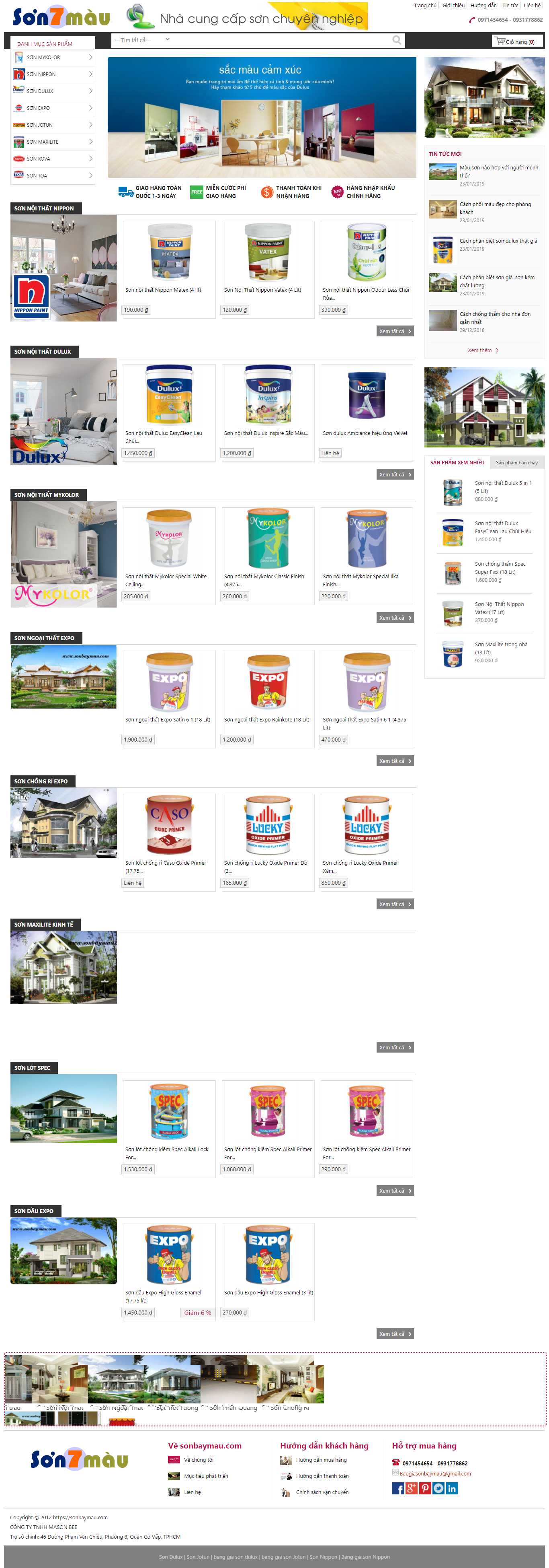 [truongphatpu] Thiết kế Website web bán sơn - sonbaymaucom