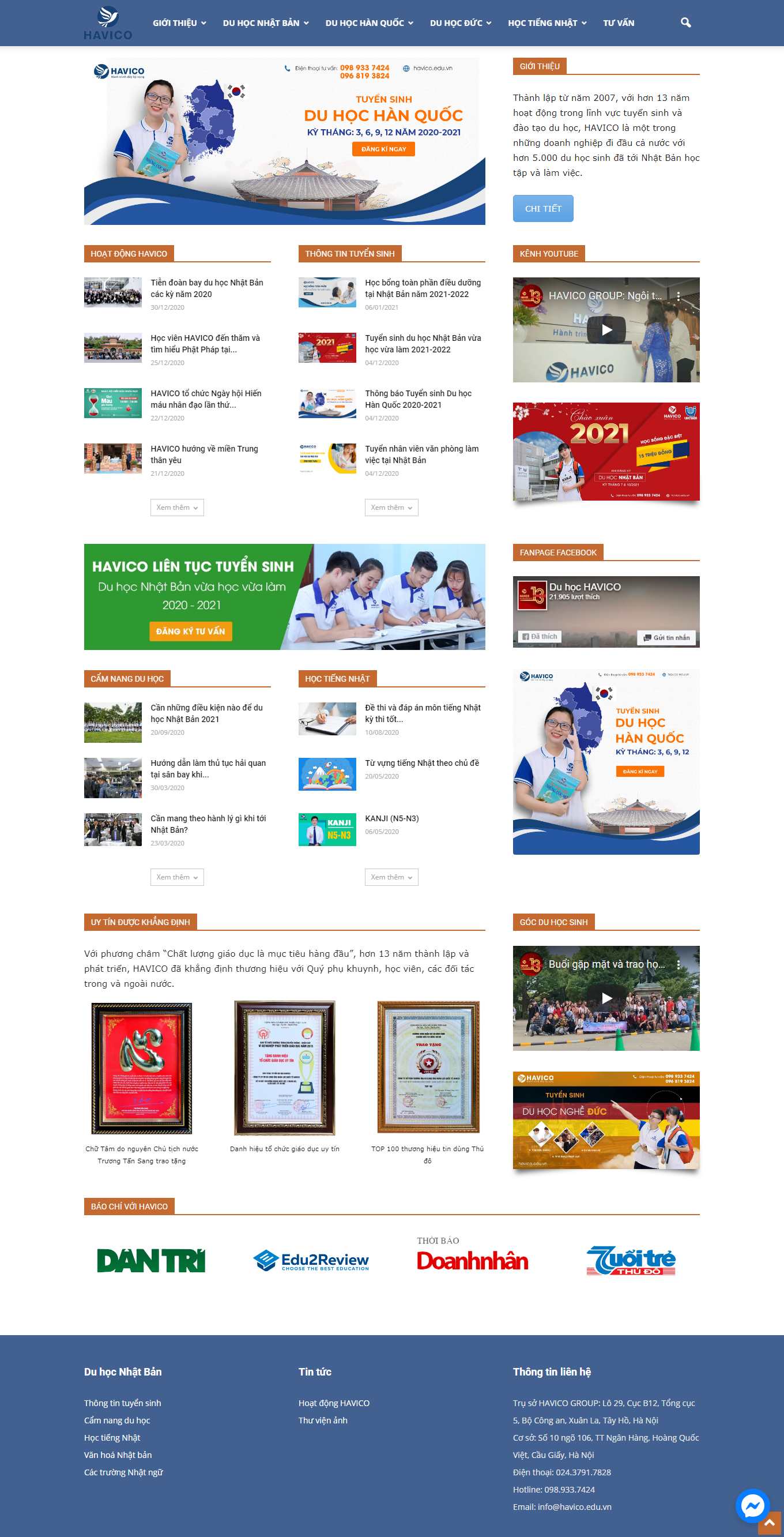 [avt] Thiết kế Website web du học nhật bản - havicoeduvn