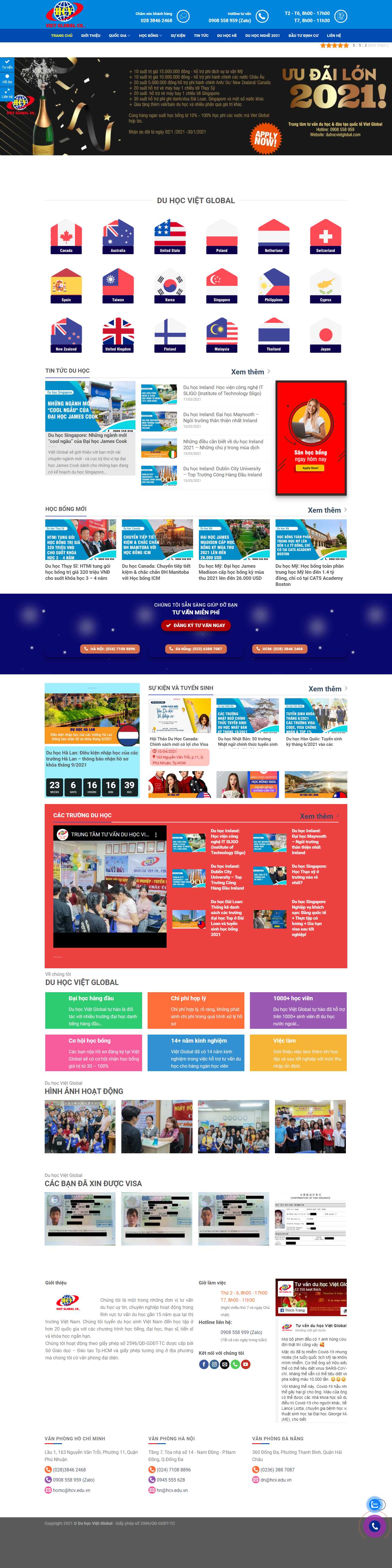 [ducanhduhoc] Thiết kế Website web du học anh - duhocvietglobalcom