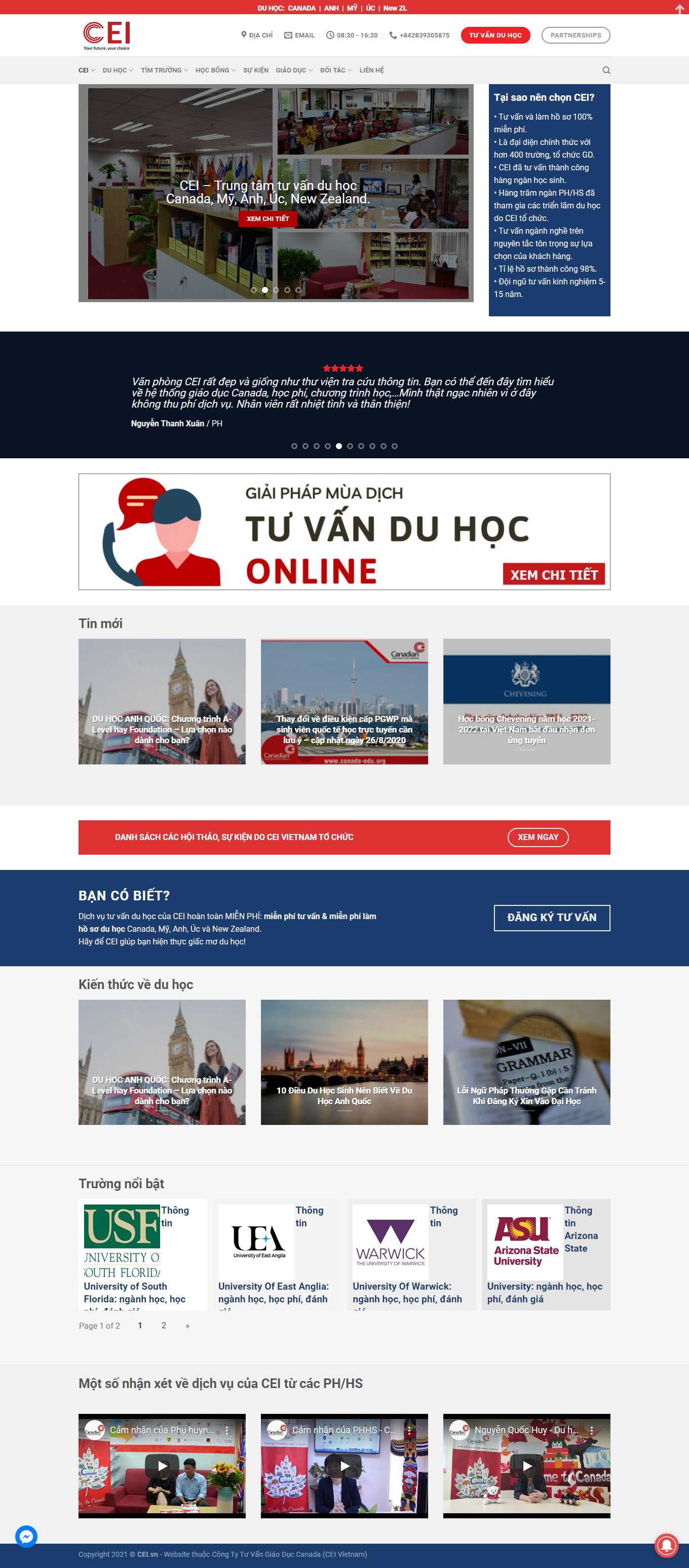 [ducanhduhoc] Thiết kế Website web du học anh - ceivn