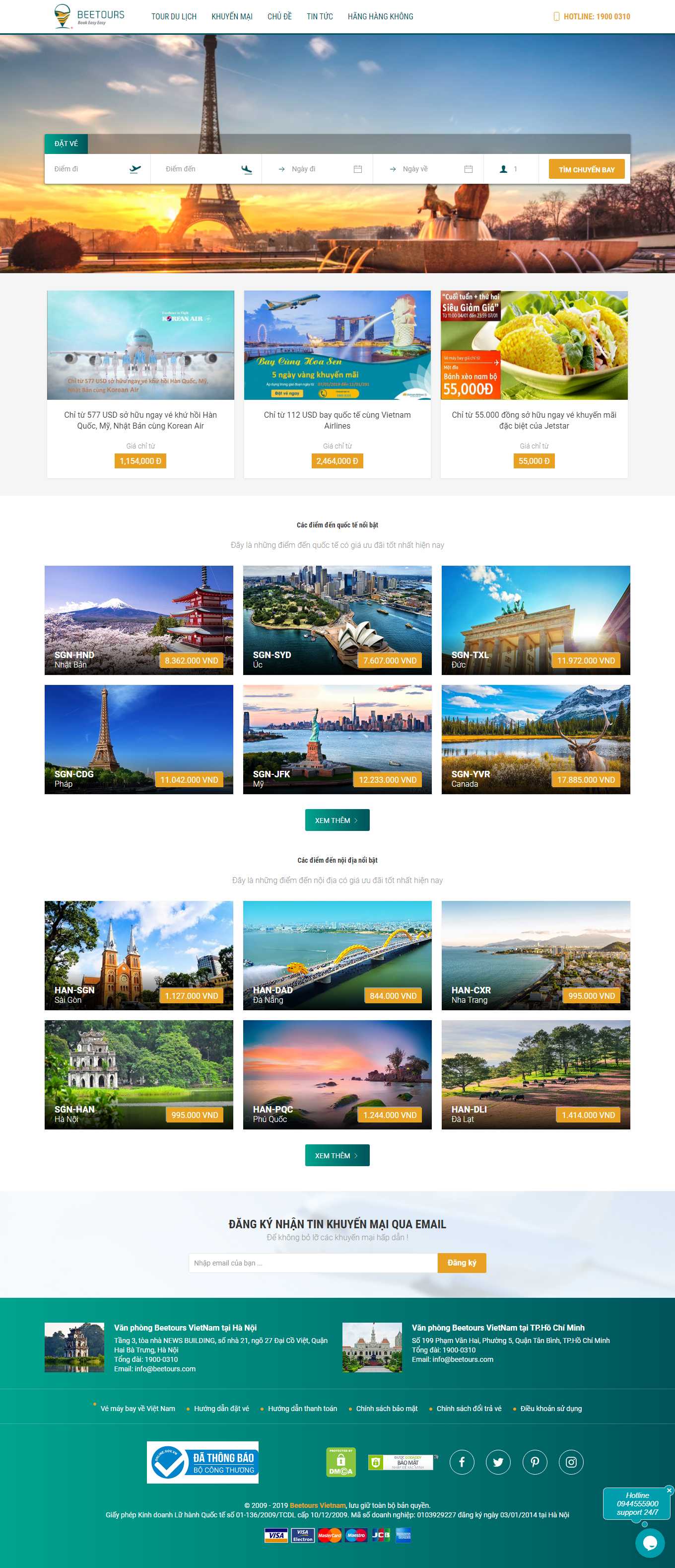 [hongngocha] Thiết kế Website web vé máy bay giá rẻ - beetoursvn