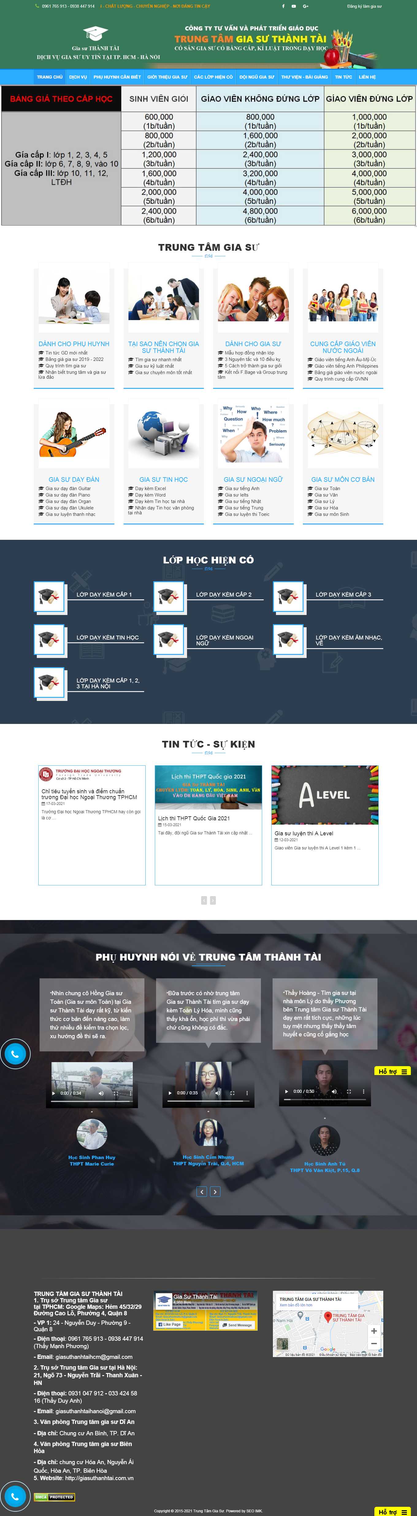 Thiết kế Website web trung tâm gia sư - giasuthanhtaicomvn