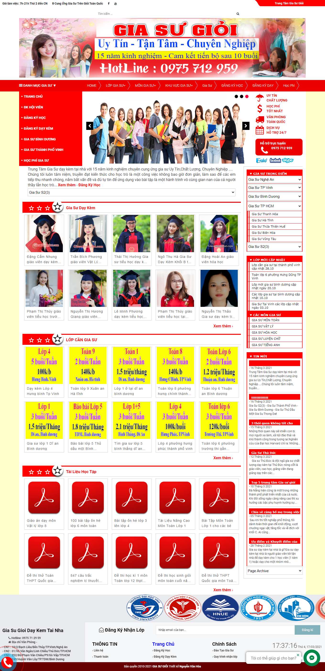 Thiết kế Website web trung tâm gia sư - wwwgiasuthongdatcom