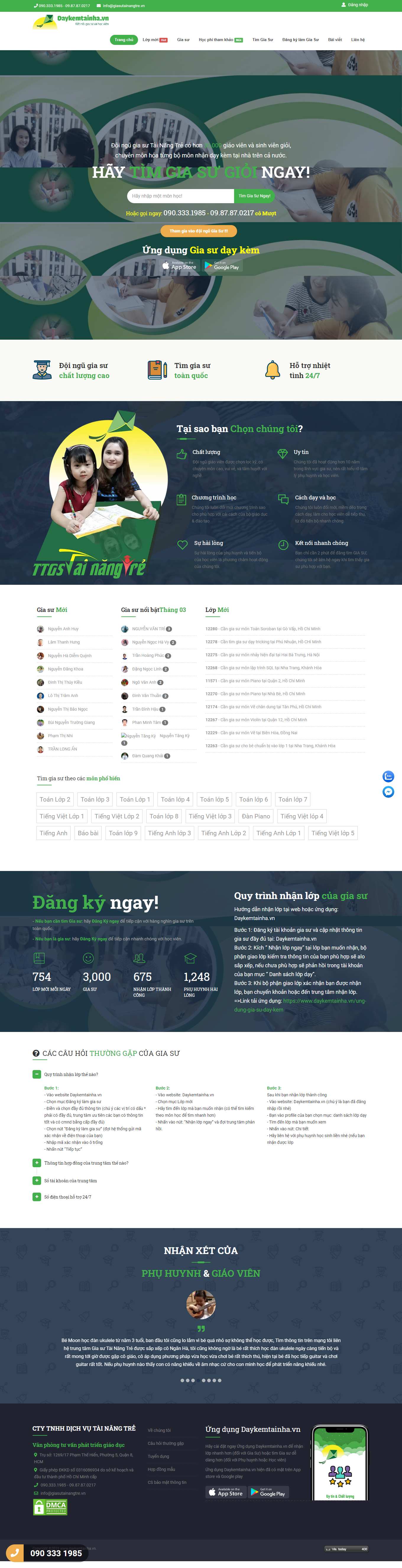 Thiết kế Website web trung tâm gia sư - wwwdaykemtainhavn