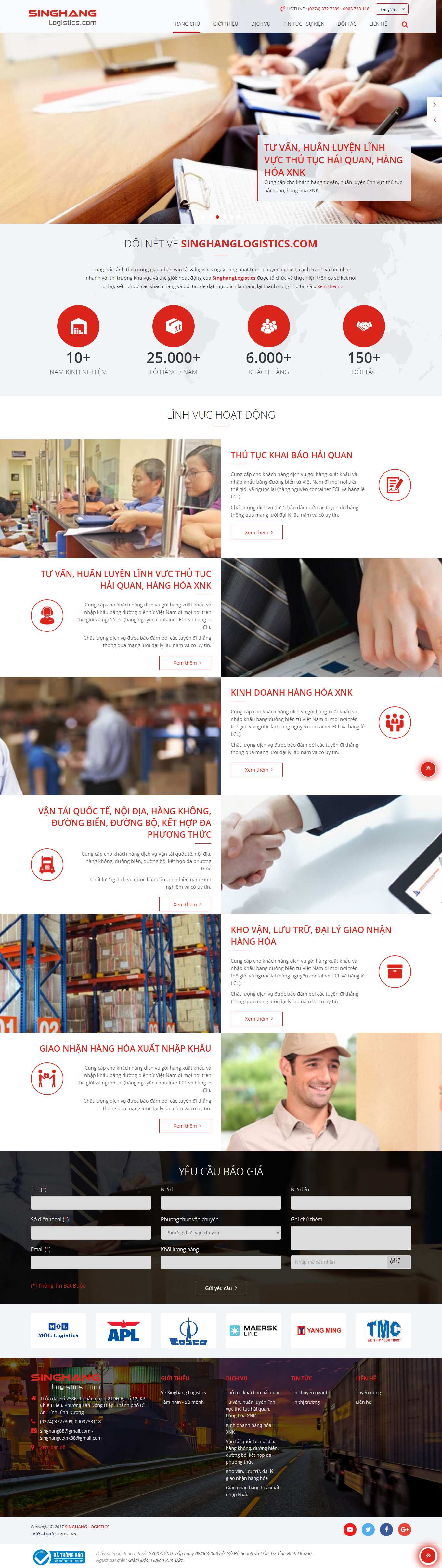 [viethungvn] Thiết kế Website web dịch vụ Logistics - singhanglogisticscom