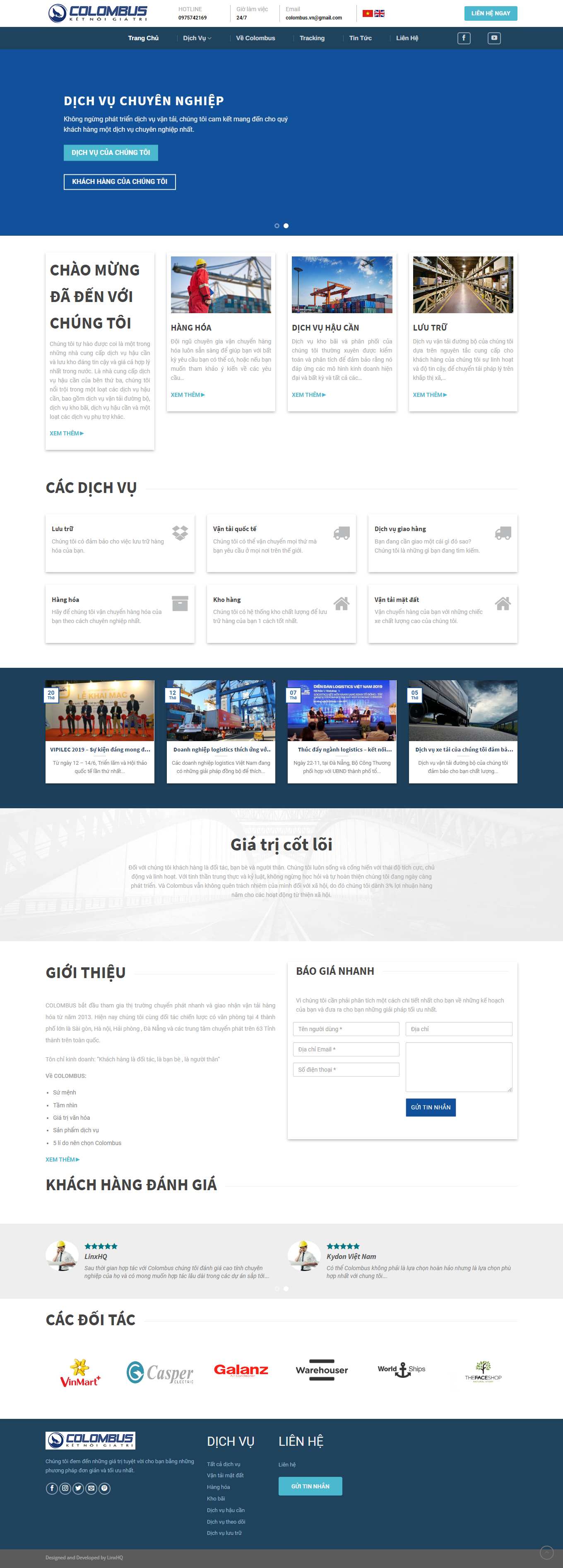 [viethungvn] Thiết kế Website web dịch vụ Logistics - colombusvn