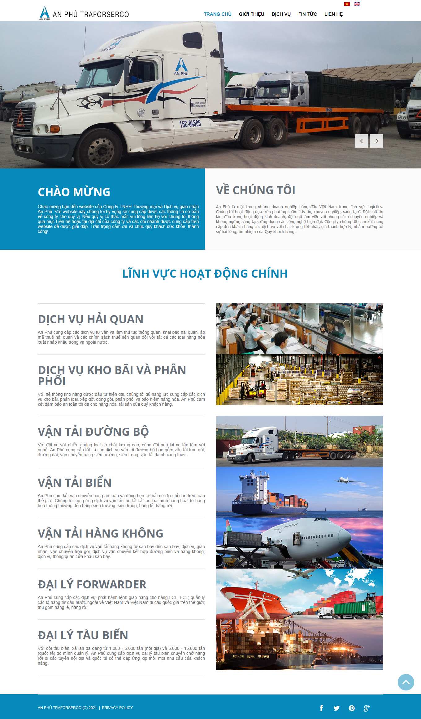 [viethungvn] Thiết kế Website web dịch vụ Logistics - anphuhpcom