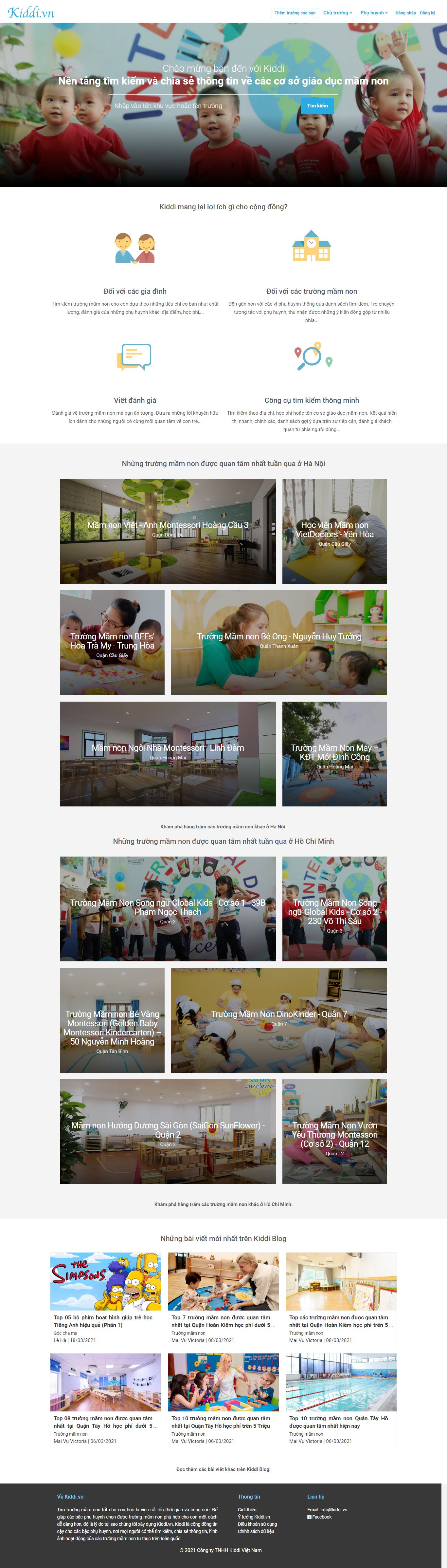 Thiết kế Website web trường mầm non - wwwkiddivn