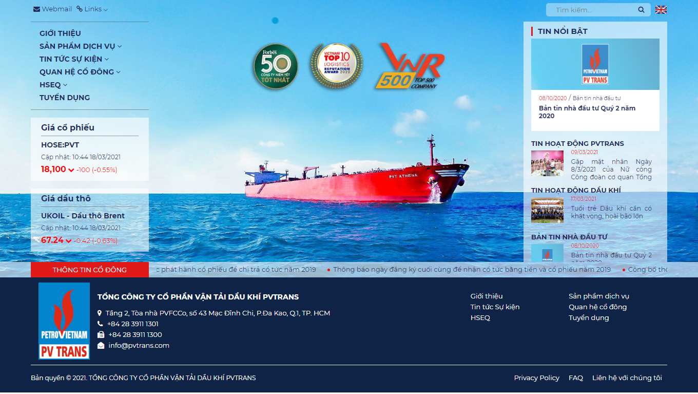 [pct] Thiết kế Website web dầu khí - wwwpvtranscom