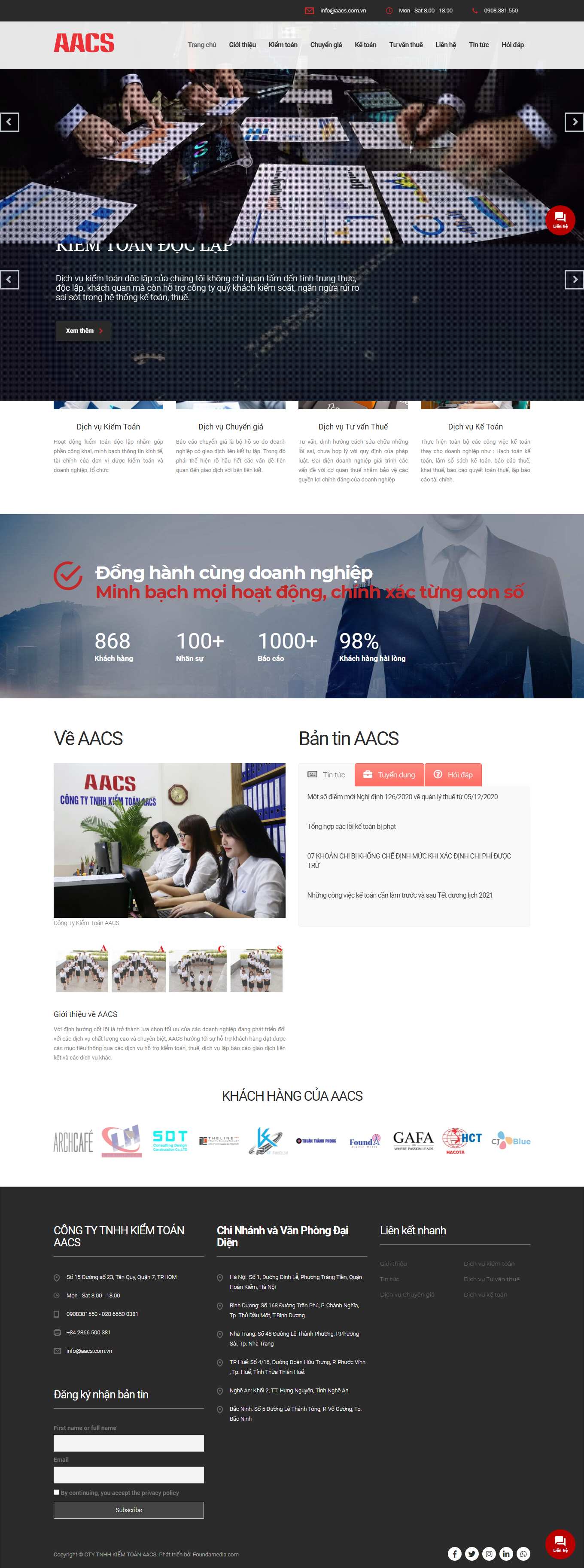 Thiết kế Website web kiểm toán - aacscomvn