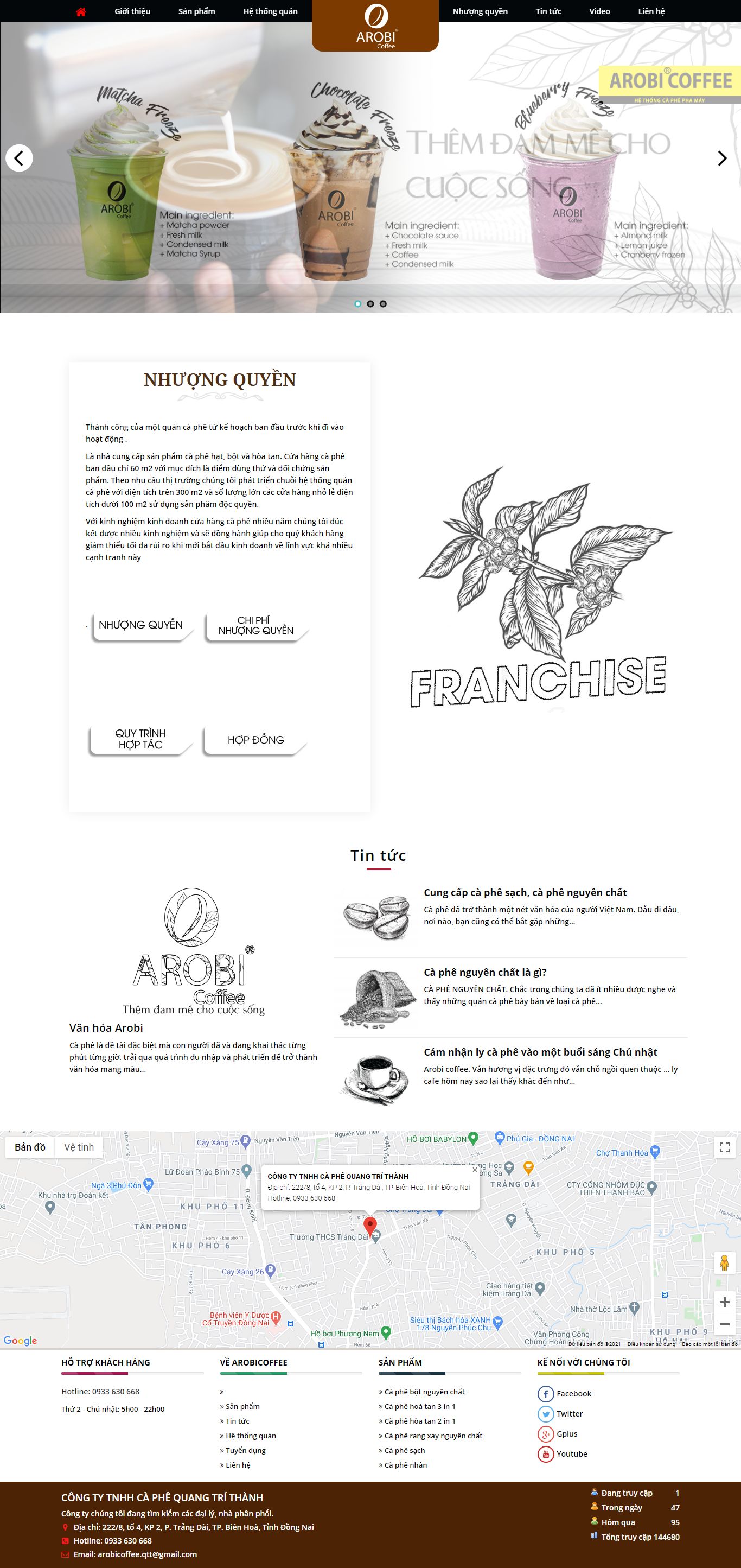 [ecoplace] Thiết kế Website web quán cà fe - arobicoffeecom