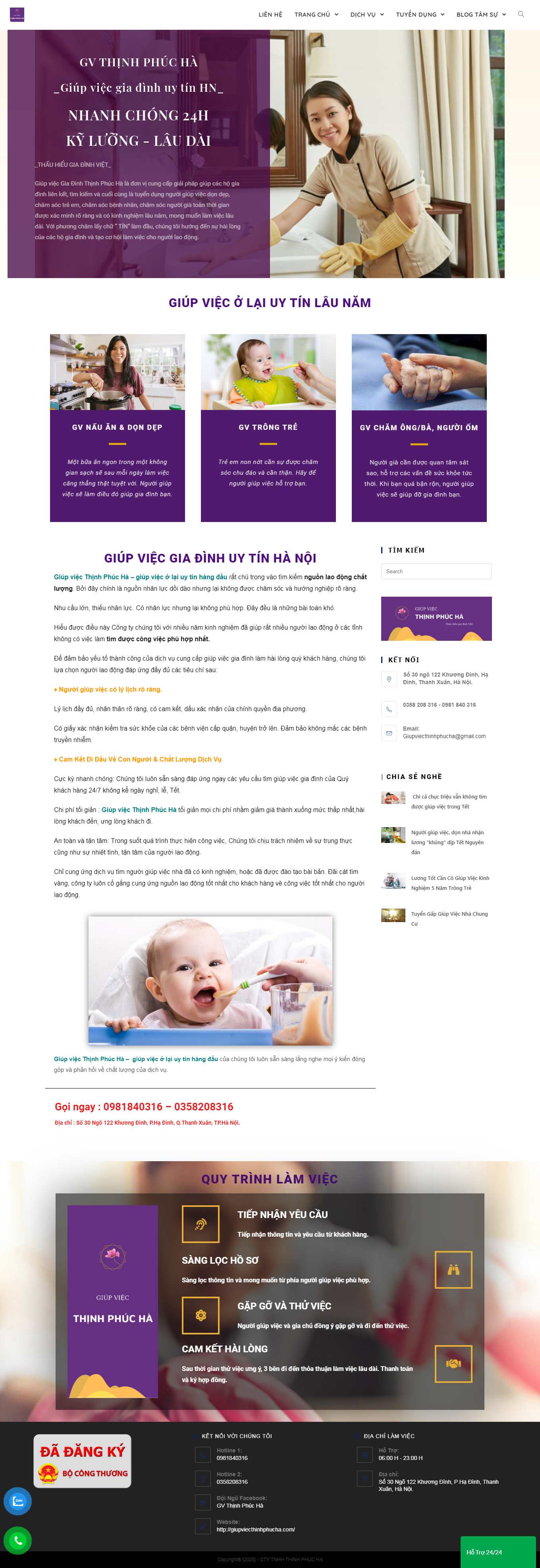 [giupviecnhahcm] Thiết kế Website web dịch vụ giúp việc - giupviecthinhphuchacom