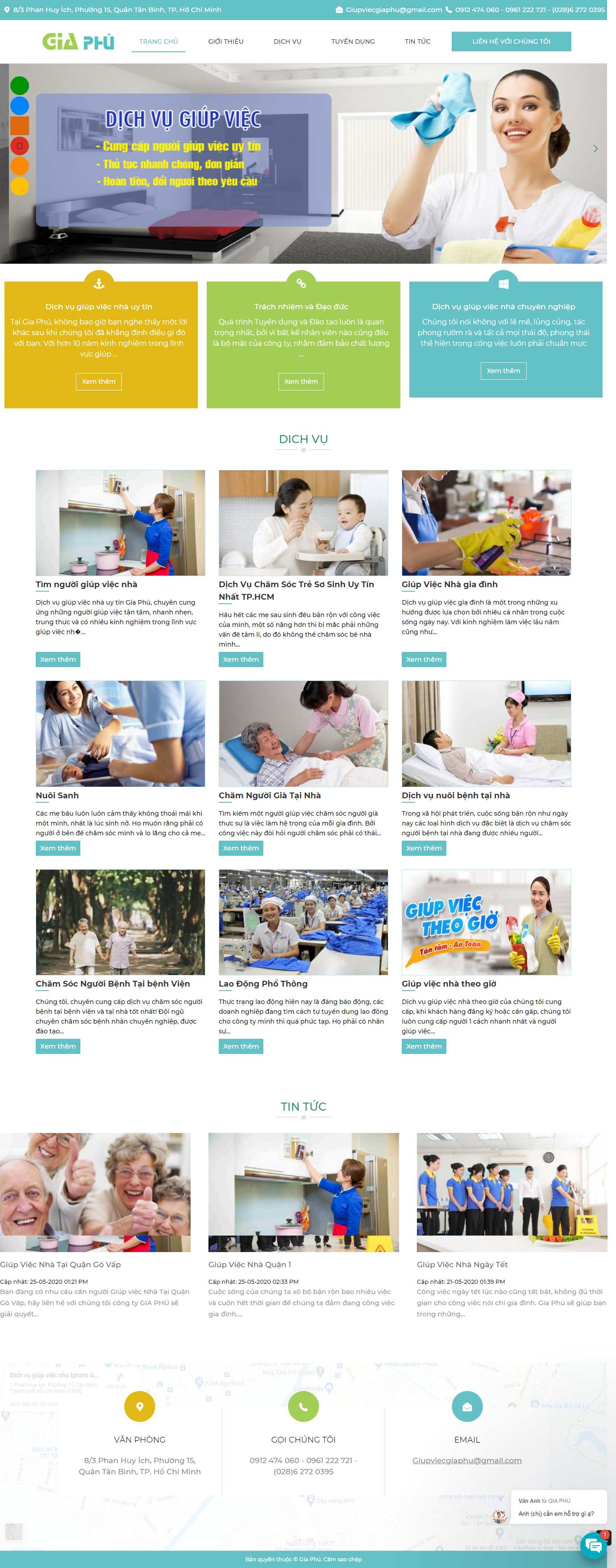 [giupviecnhahcm] Thiết kế Website web dịch vụ giúp việc - giupviecgiaphucom