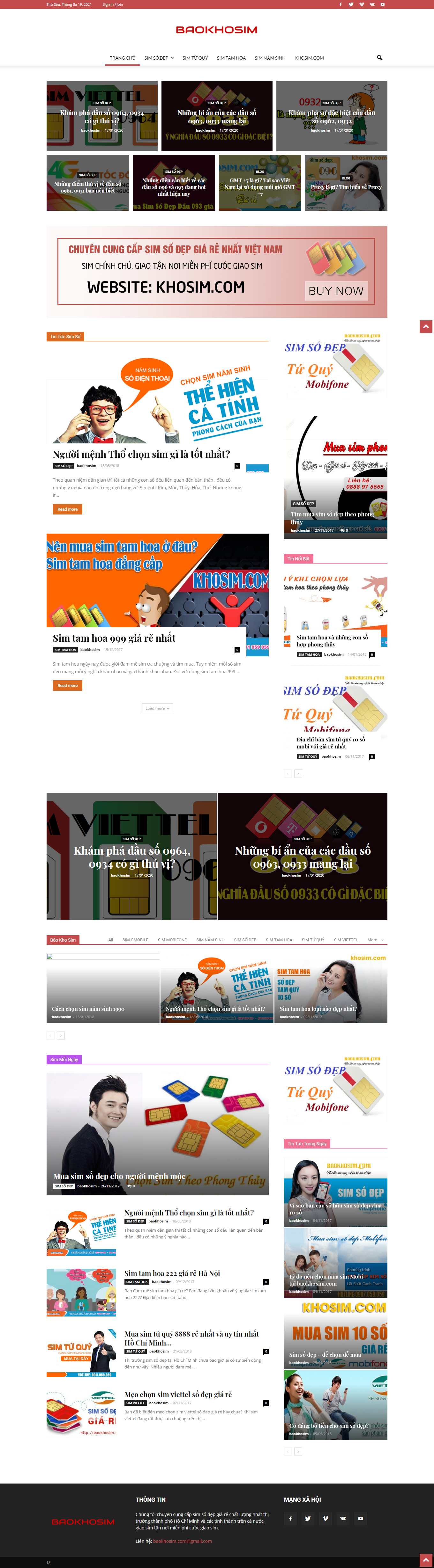 Thiết kế Website web bán sim - baokhosimcom