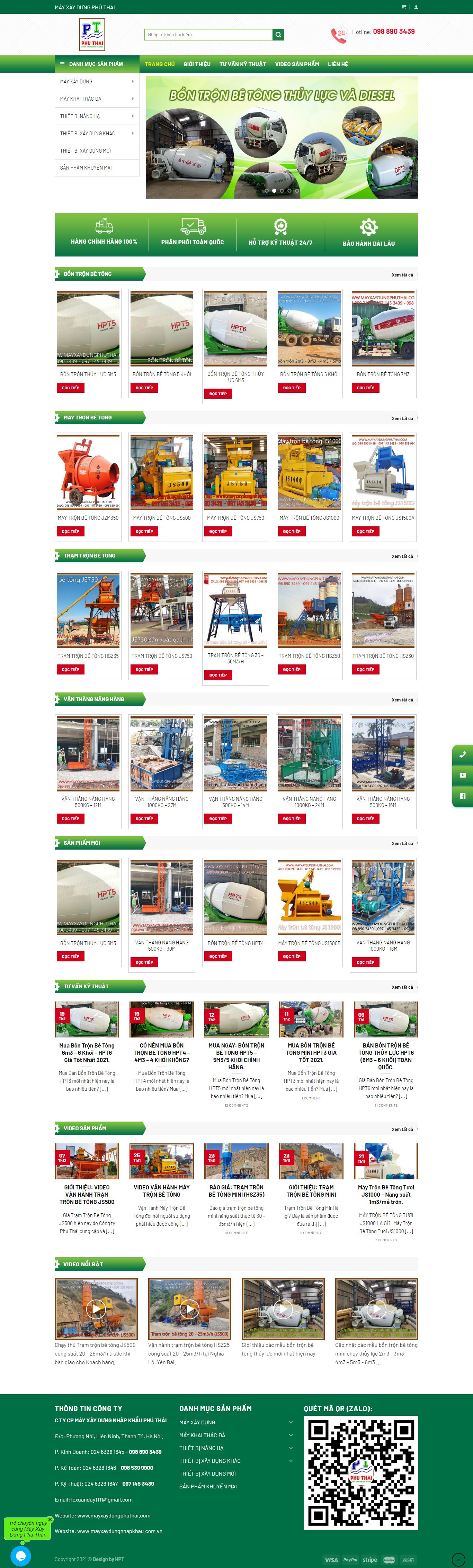 Thiết kế Website web máy trộn bê tông - mayxaydungphuthaicom