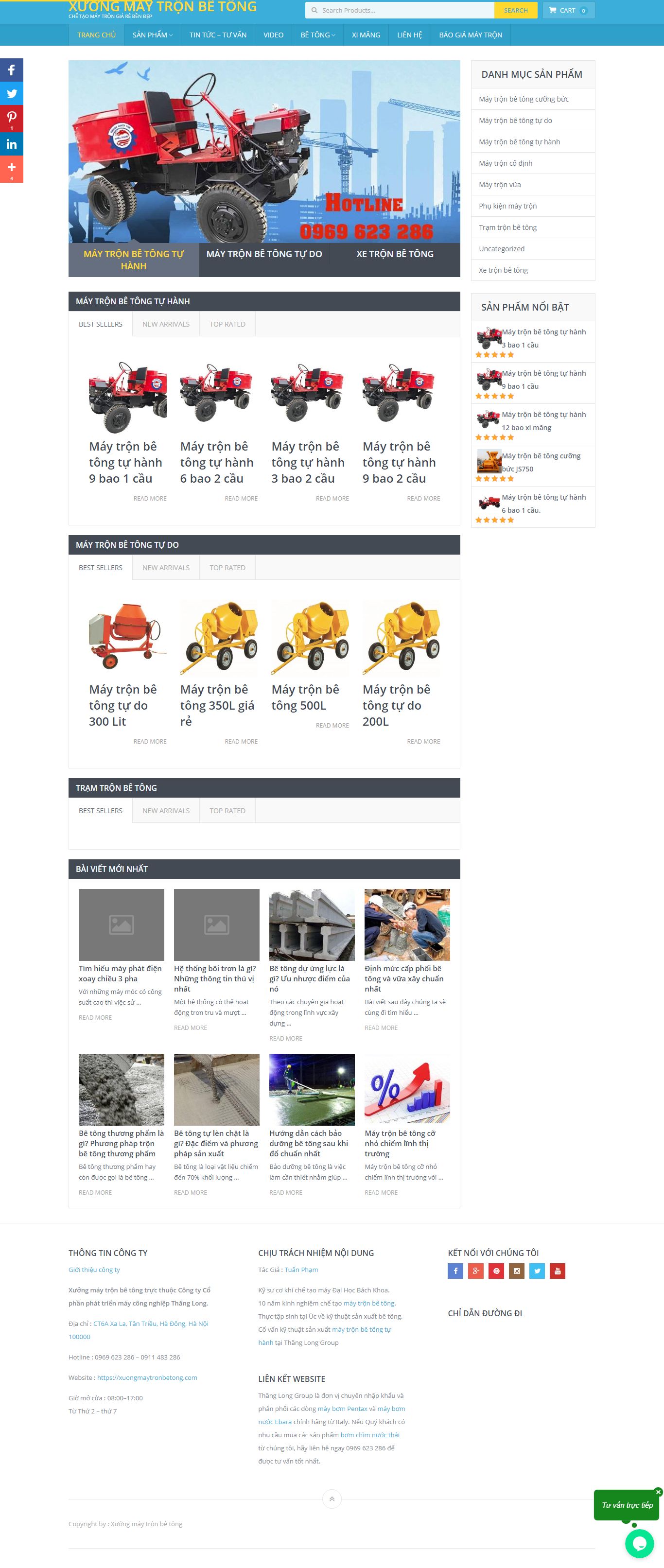 Thiết kế Website web máy trộn bê tông - xuongmaytronbetongcom