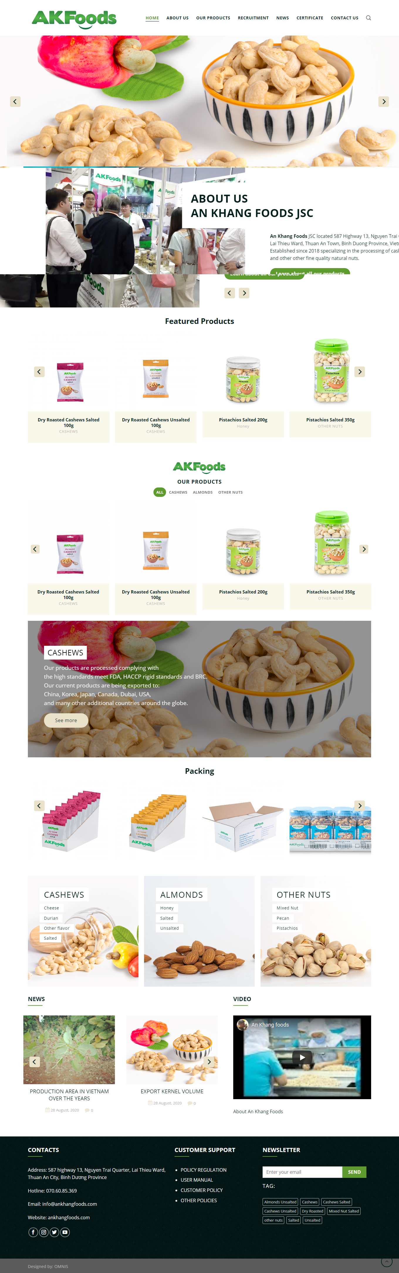 Thiết kế Website web Canh cam - ankhangfoodscom