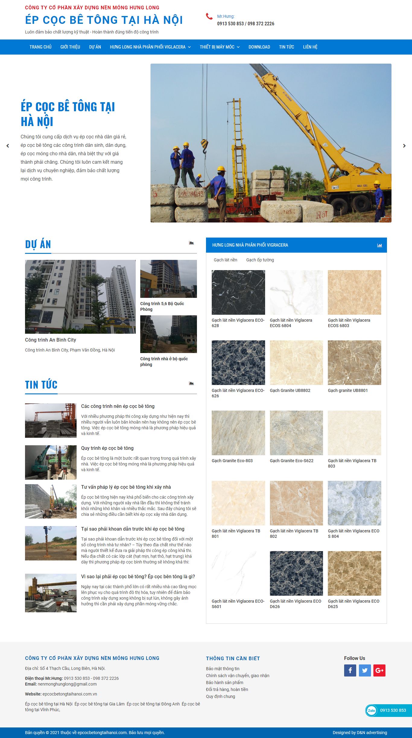 Thiết kế Website web ép cọc bê tông - epcocbetongtaihanoicomvn