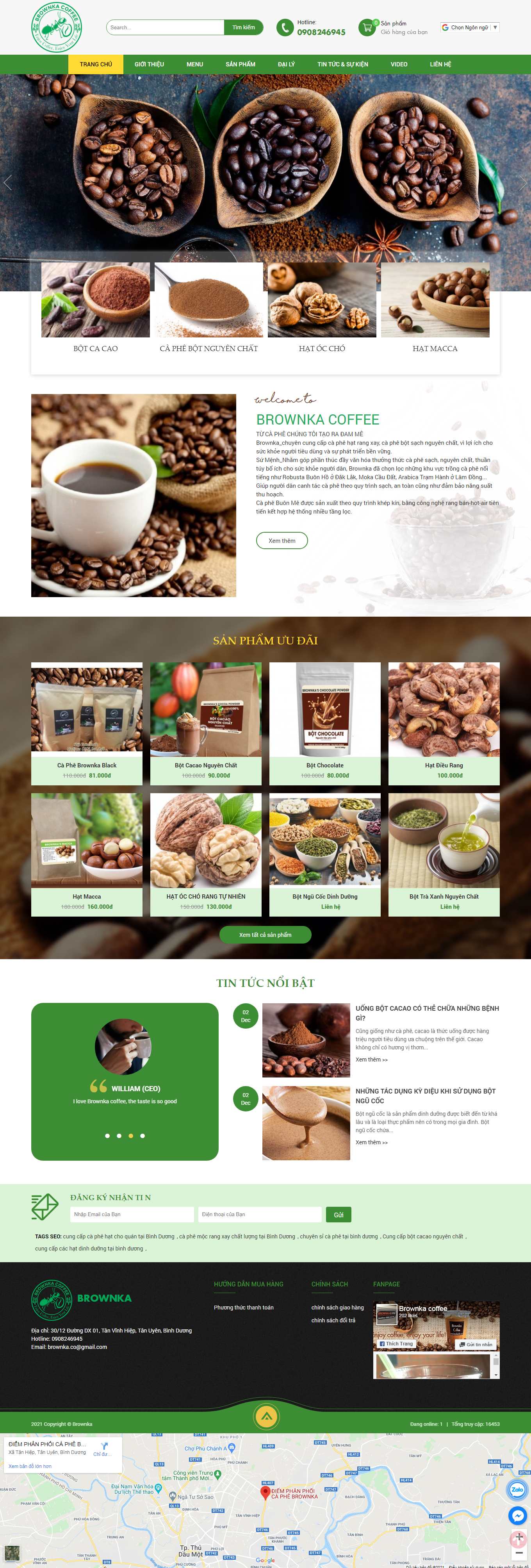 Thiết kế Website web Canh cam - brownkacoffeecom