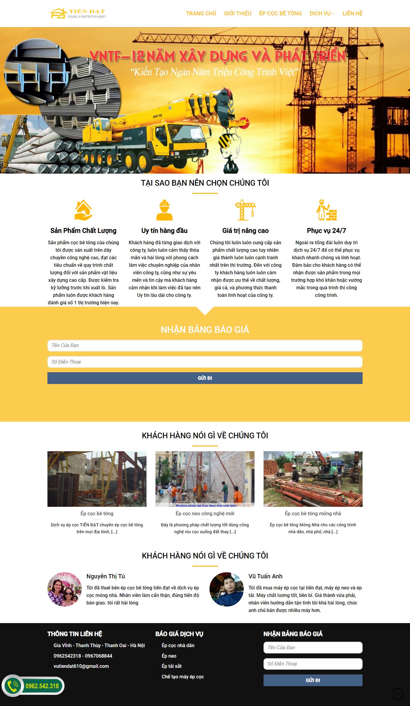 Thiết kế Website web ép cọc bê tông - epcocbetonghanoisite