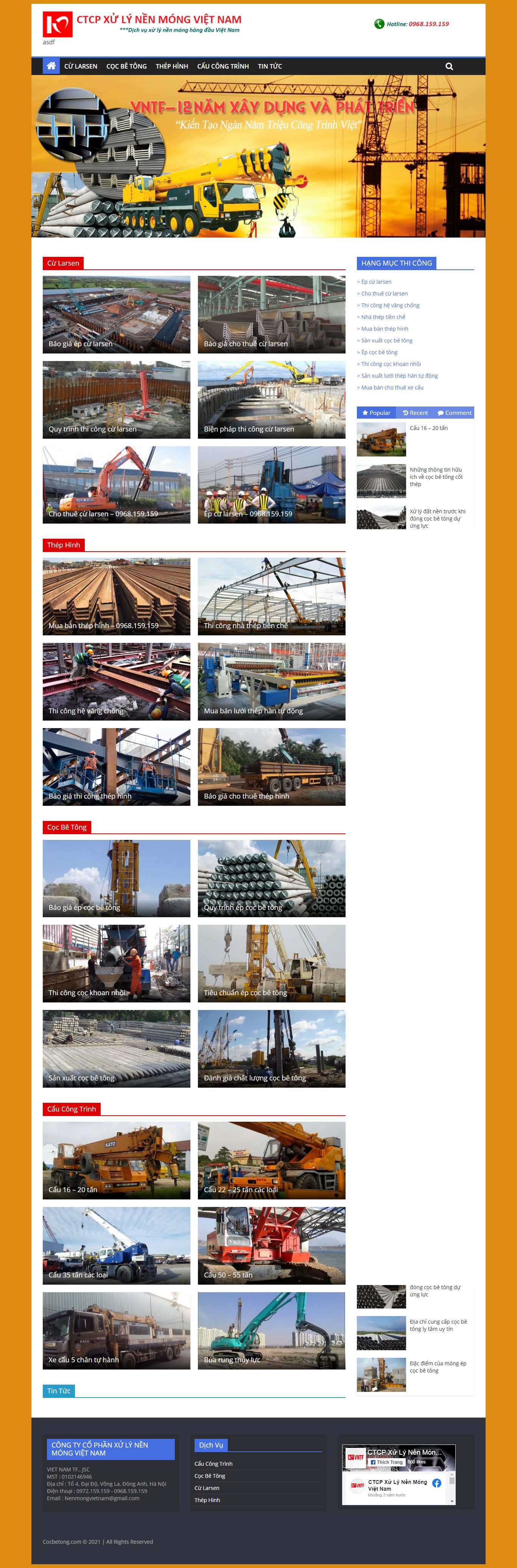 Thiết kế Website web ép cọc bê tông - cocbetongcom