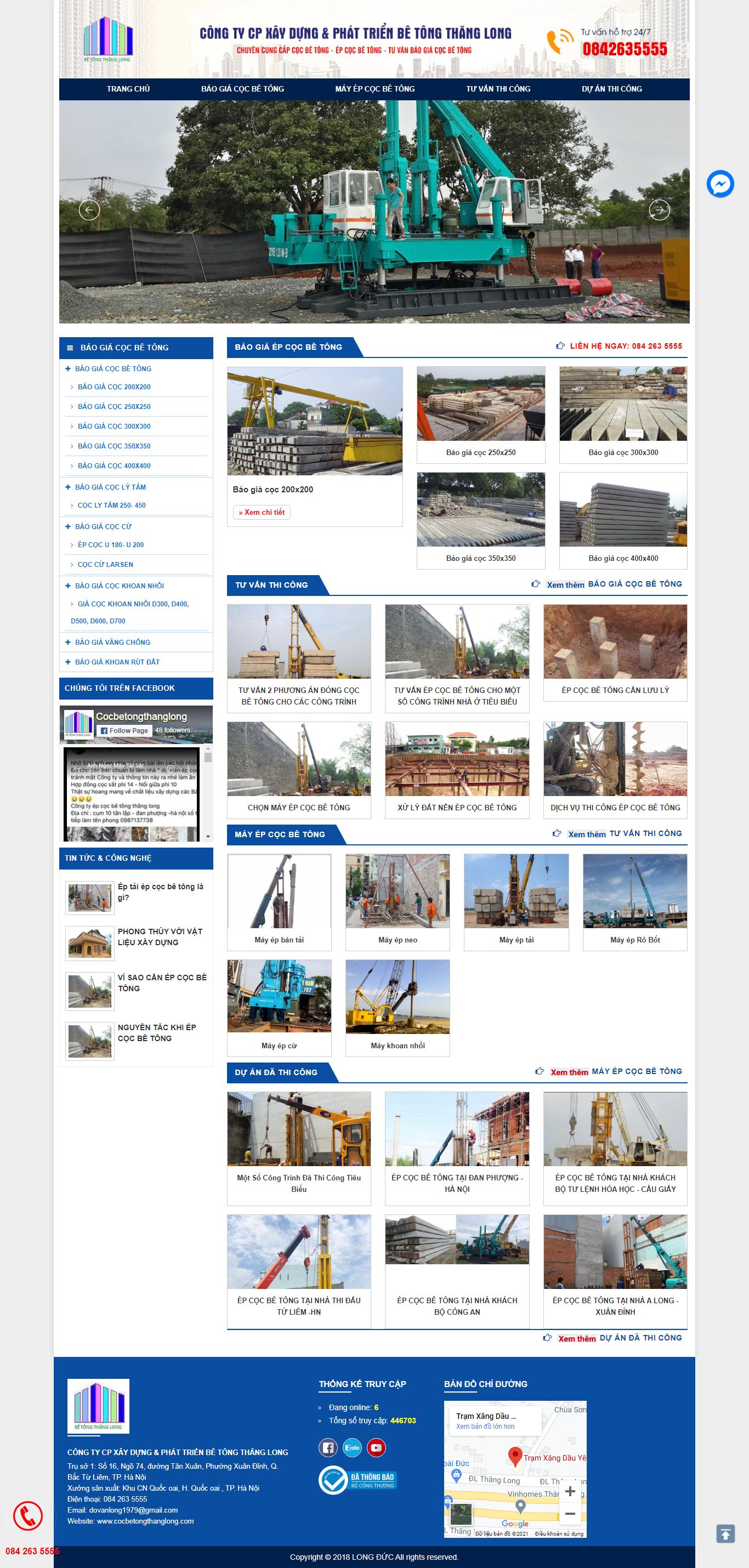 Thiết kế Website web ép cọc bê tông - cocbetongthanglongcom