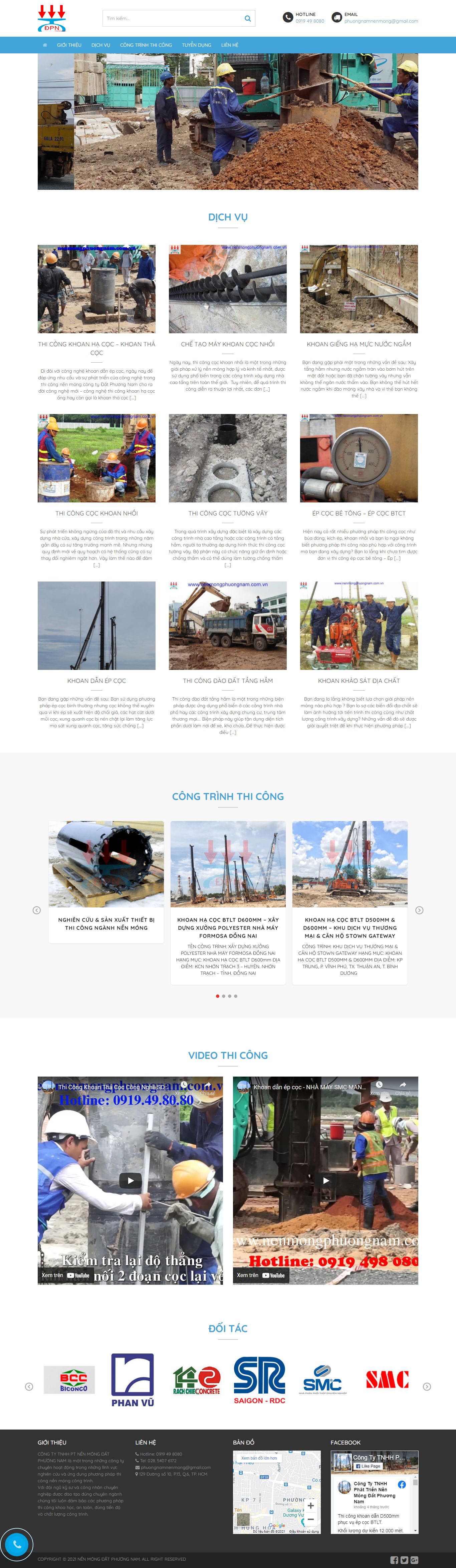 Thiết kế Website web ép cọc bê tông - nenmongphuongnamcomvn