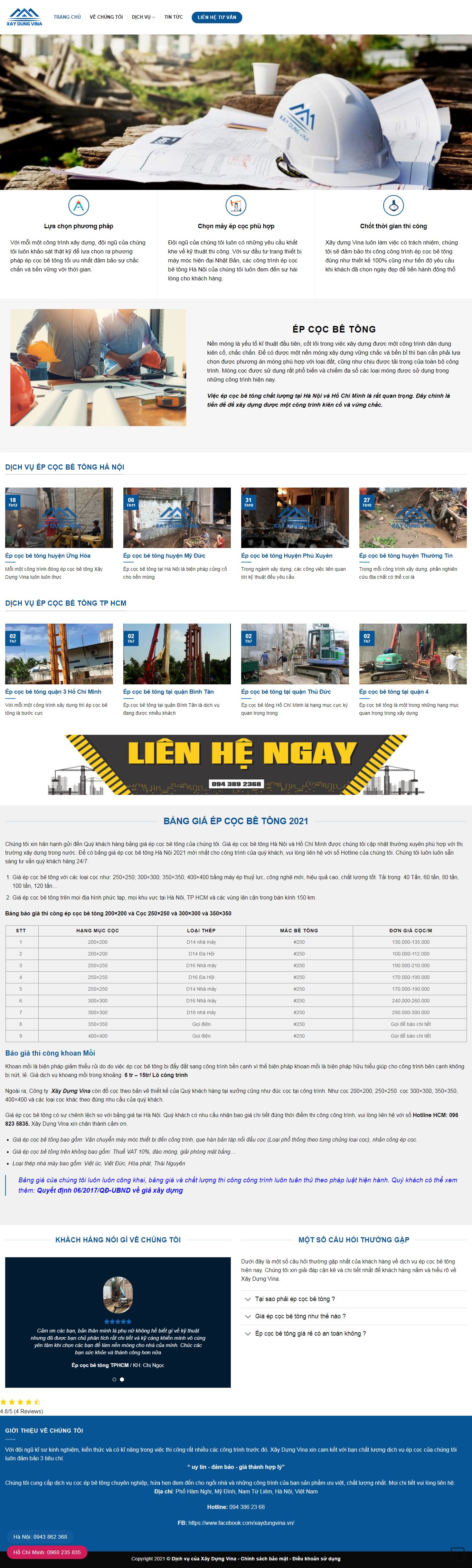 Thiết kế Website web ép cọc bê tông - xaydungvinavn