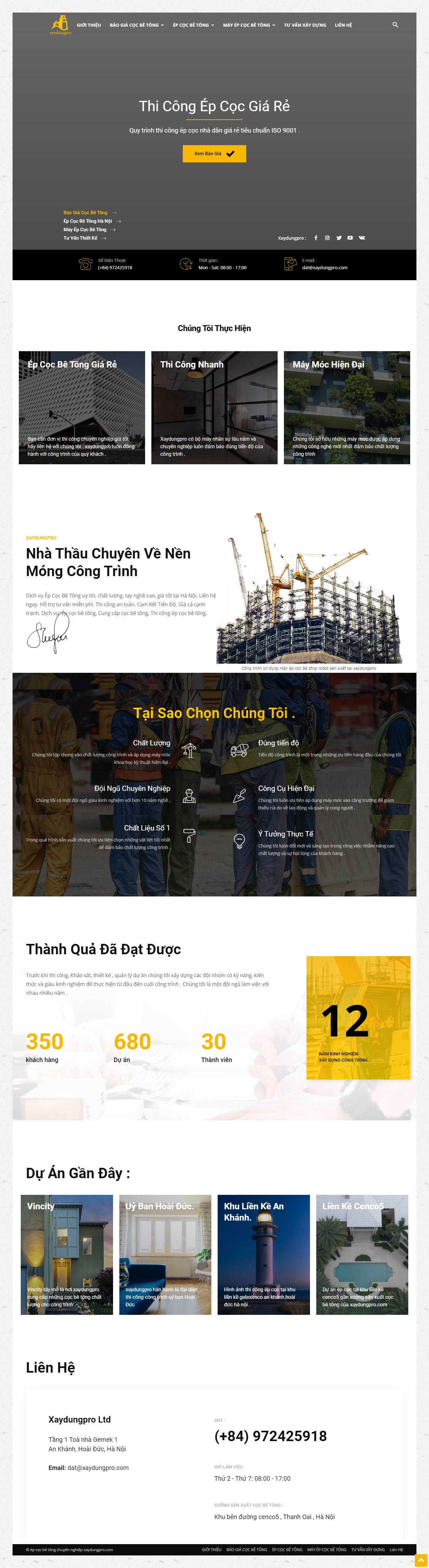 Thiết kế Website web ép cọc bê tông - xaydungprocom