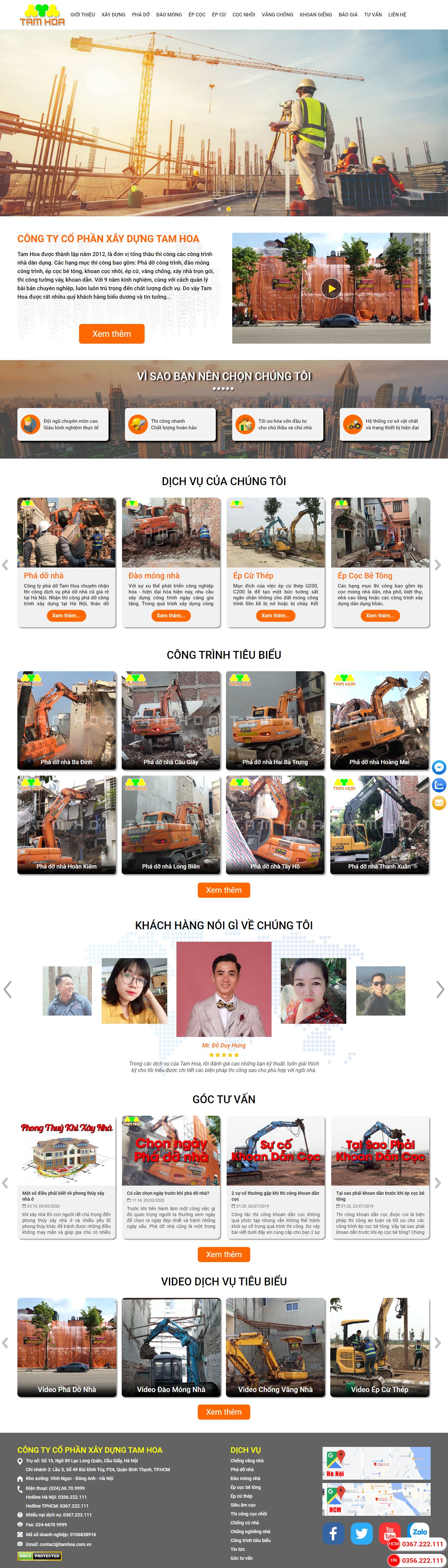 Thiết kế Website web ép cọc bê tông - tamhoacomvn
