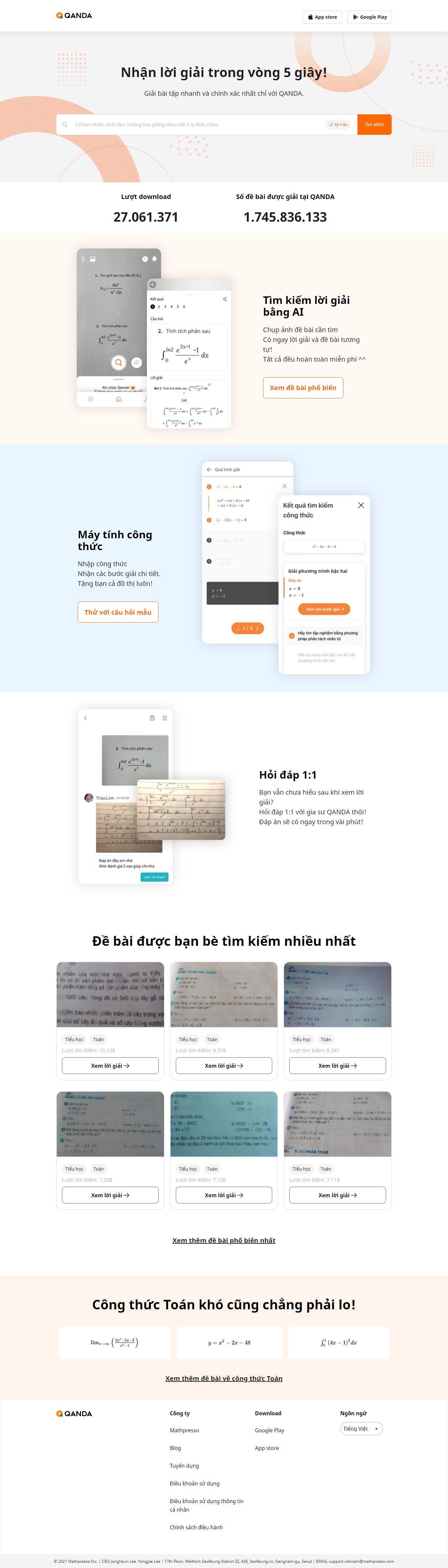 Thiết kế Website web học online - qandaai