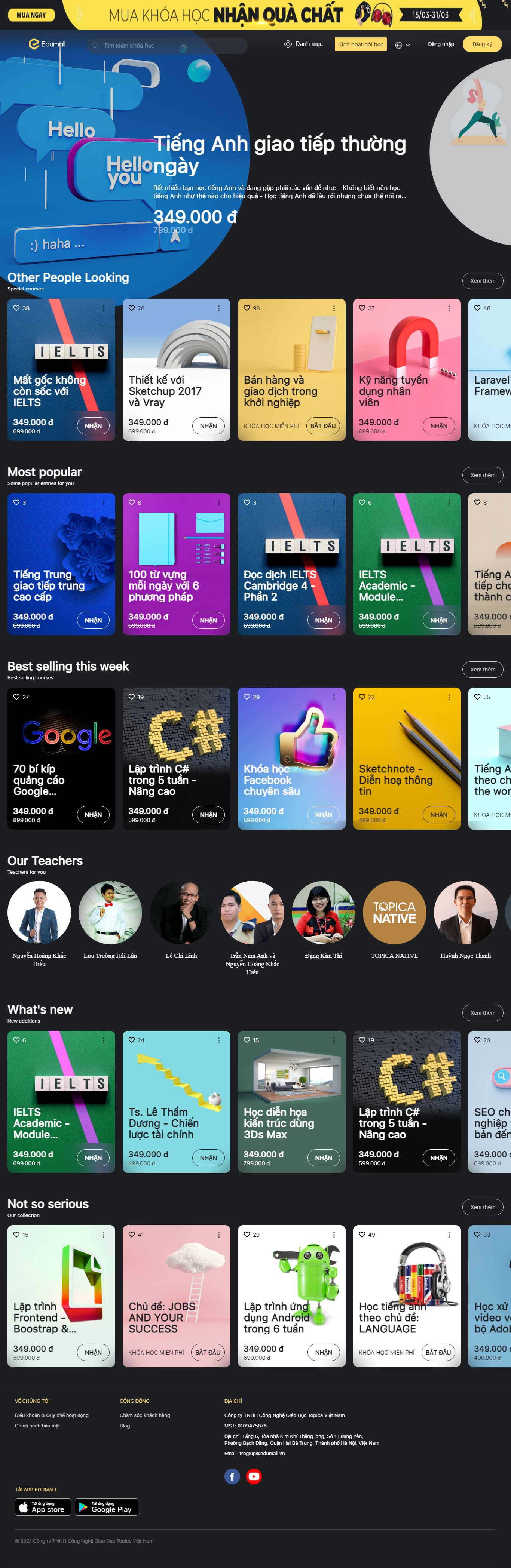 Thiết kế Website web học online - edumallvn