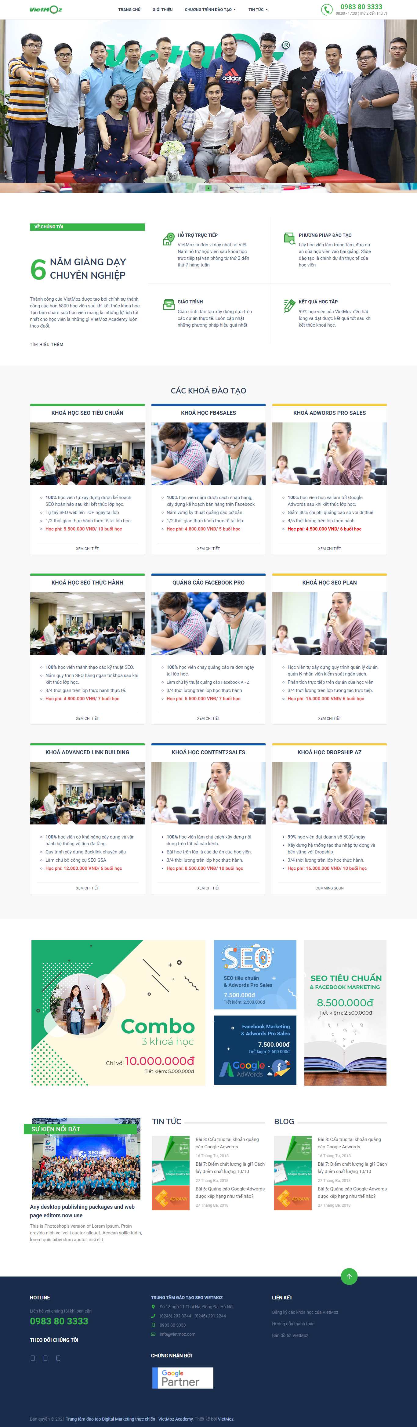 Thiết kế Website web Vietmoz - vietmozacademycom