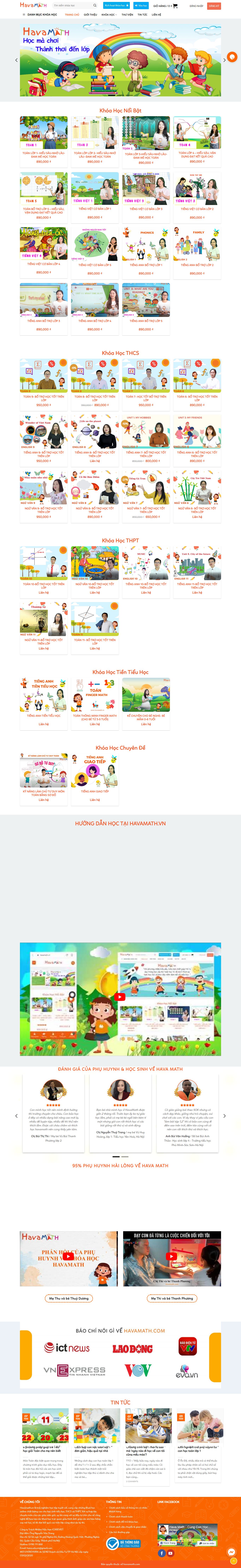 Thiết kế Website web học online - havamathvn