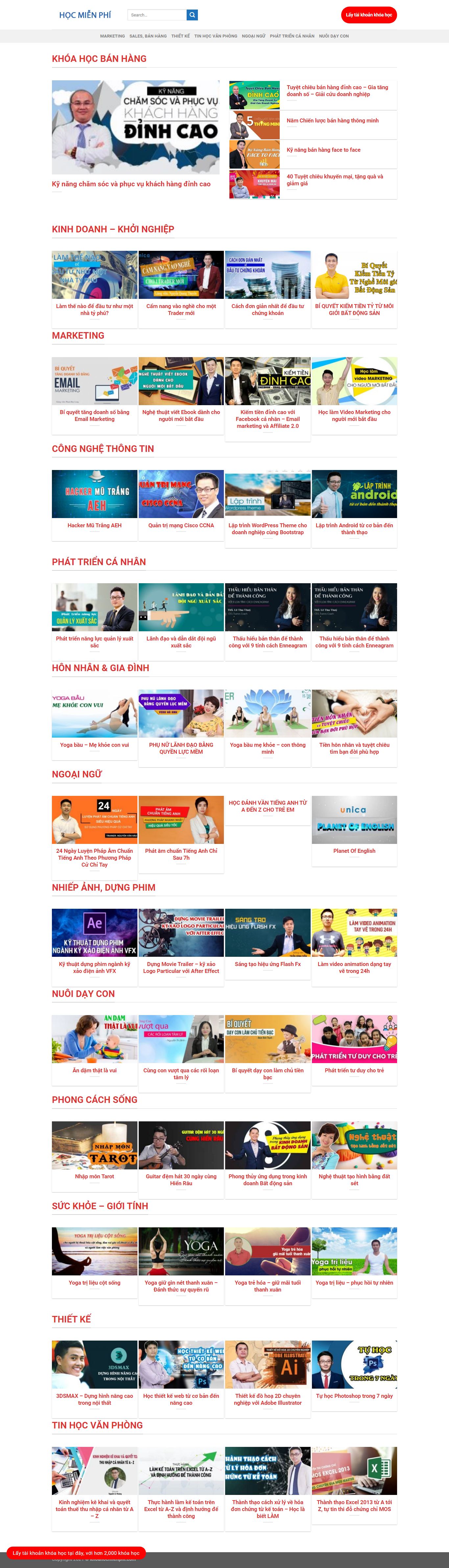 Thiết kế Website web học online - khoahocmienphicom