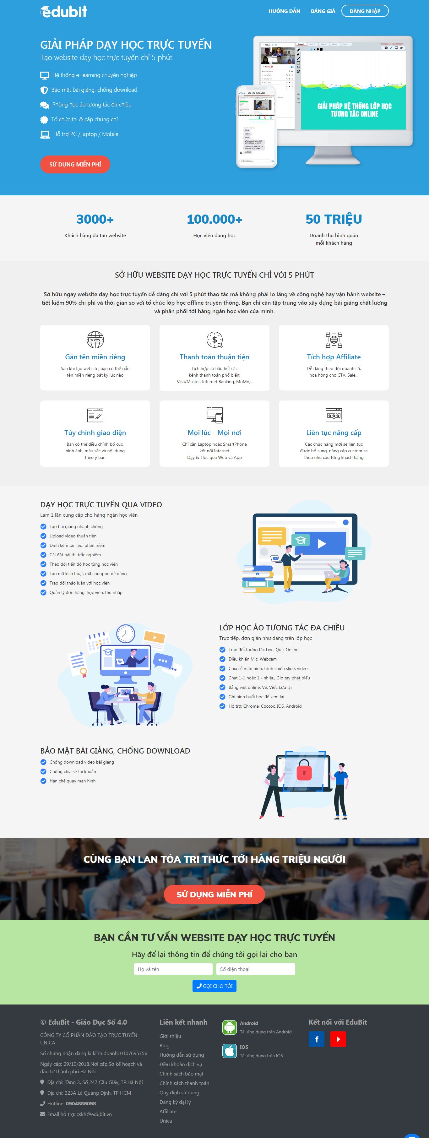 Thiết kế Website web học online - edubitvn