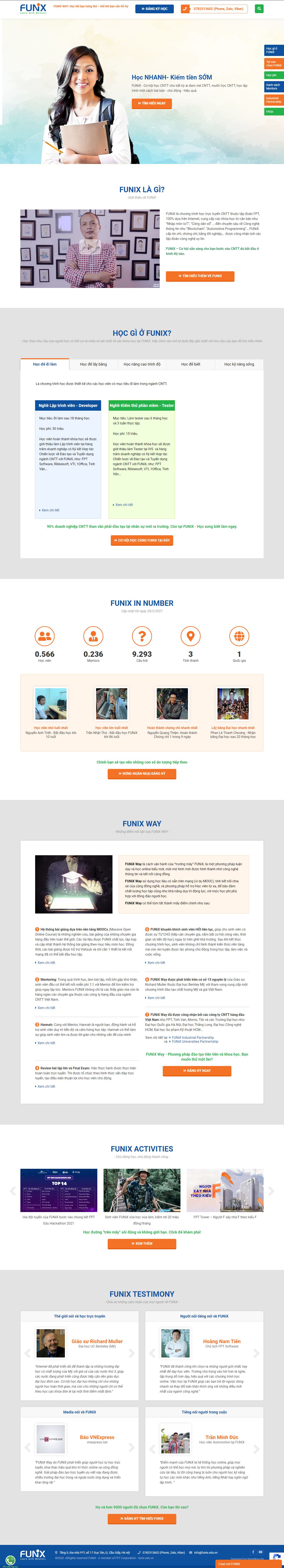 Thiết kế Website web học online - funixeduvn