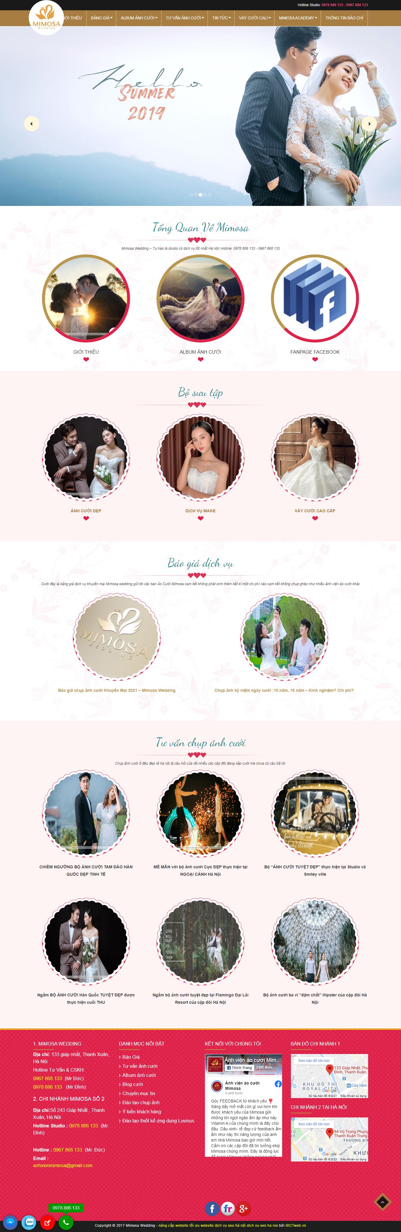 Thiết kế Website web Nhà hàng tiệc cưới - anhvienmimosacom