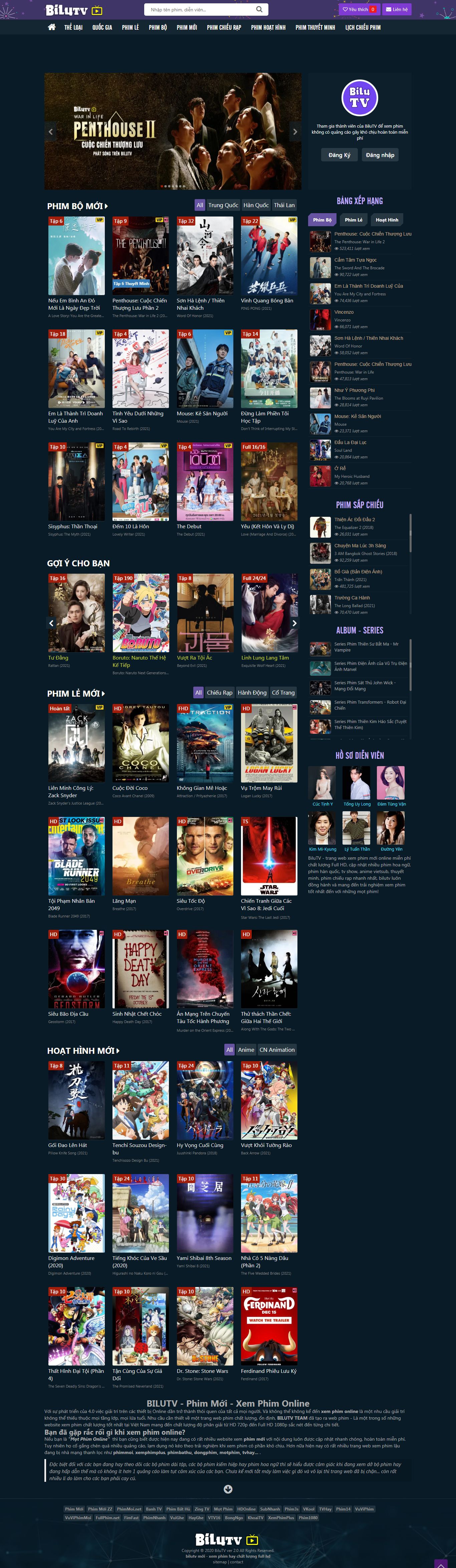 Thiết kế Website web Phim mới - bilutvsnet