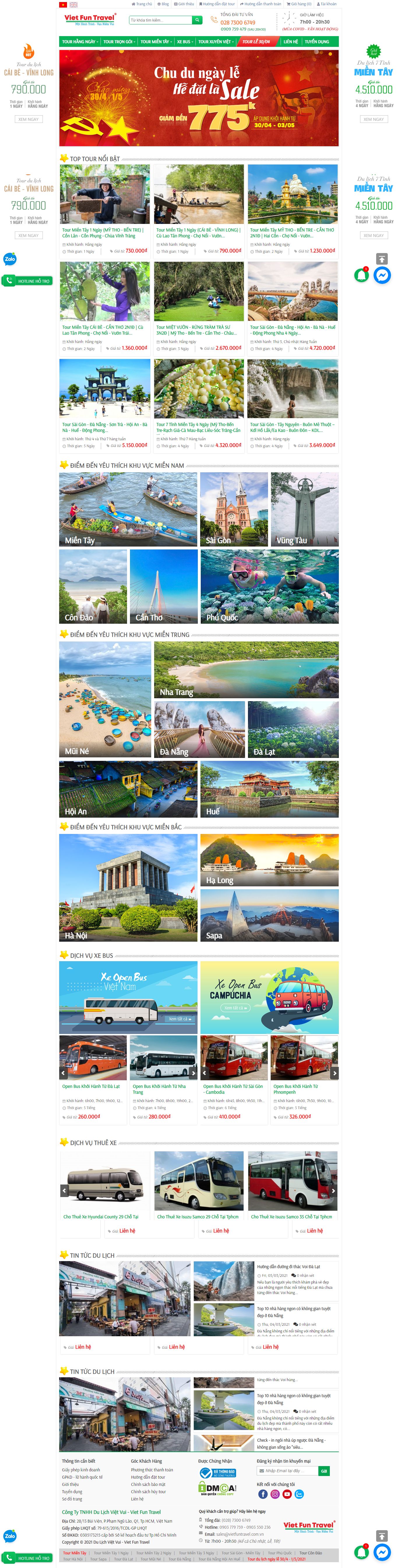 Thiết kế Website web Nhà hàng tiệc cưới - wwwvietfuntravelcomvn